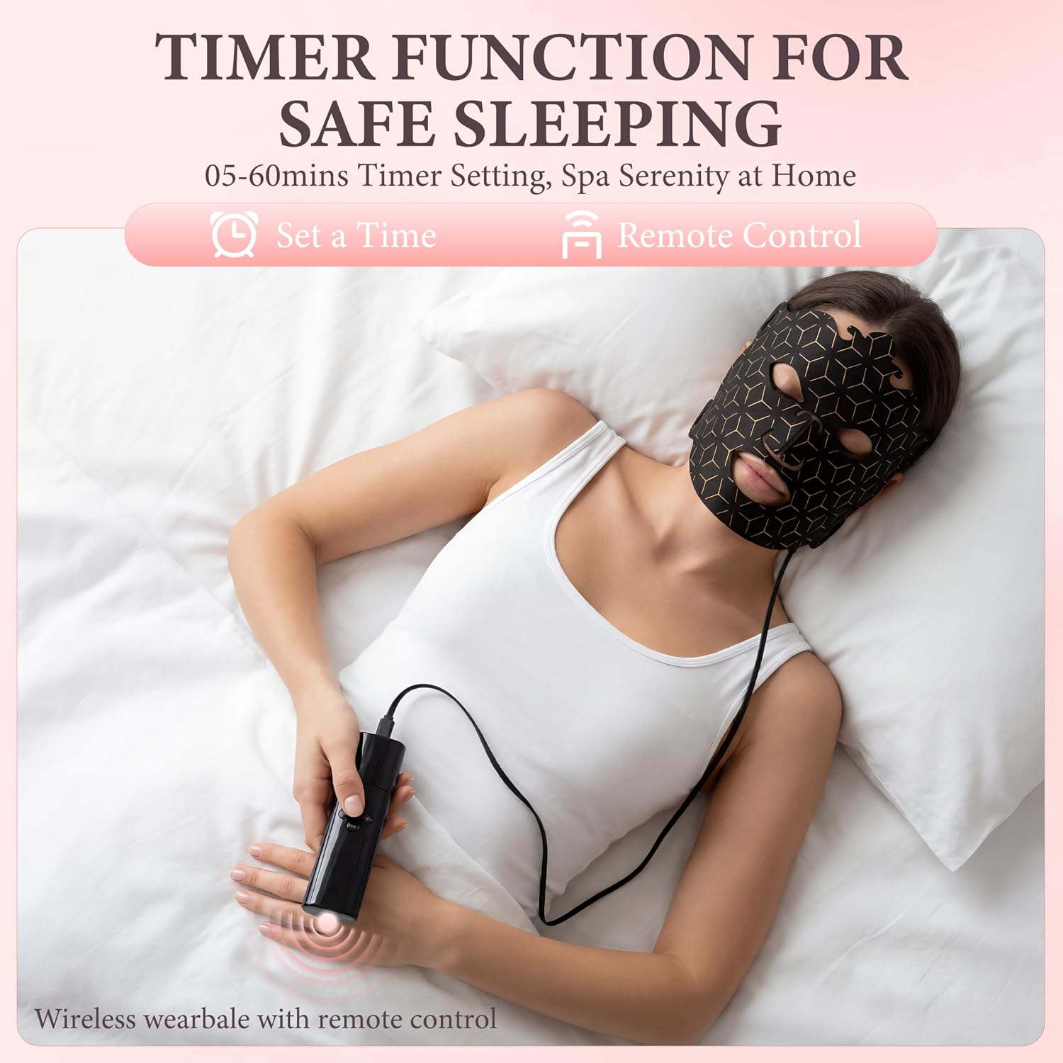 Red Light Therapy for Face, Cordless LED Face Mask with 7 Light Modes, 5-level Brightness Adjustment& 30mins Timer, Rechargeable for Glowing Skin at Home image 2