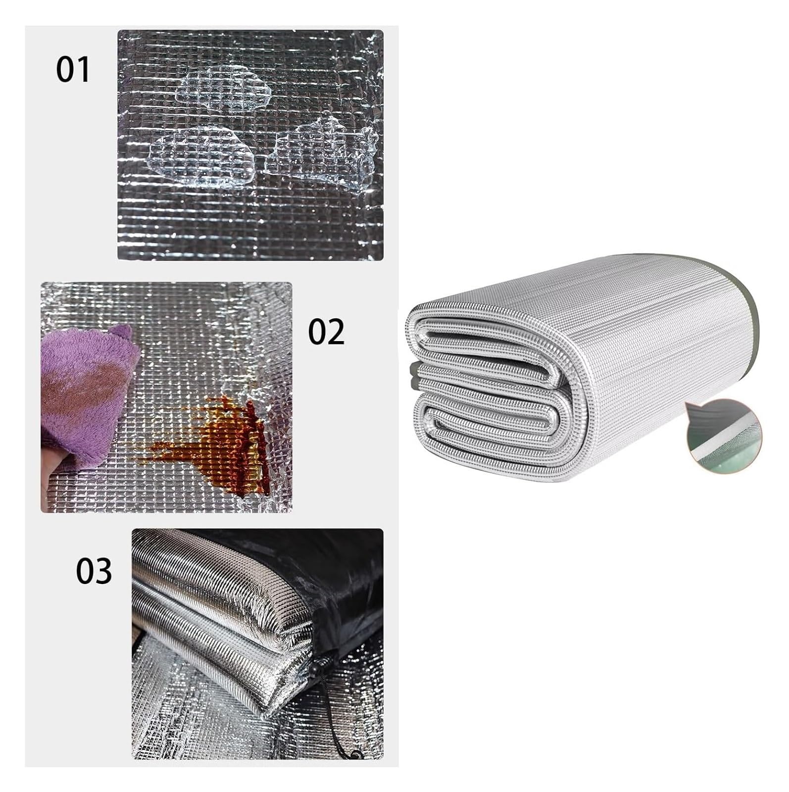 Esterilla para Tienda de campaña, Estera de Espuma EPE con Aislamiento térmico de Aluminio Plegable en Varios tamaños
