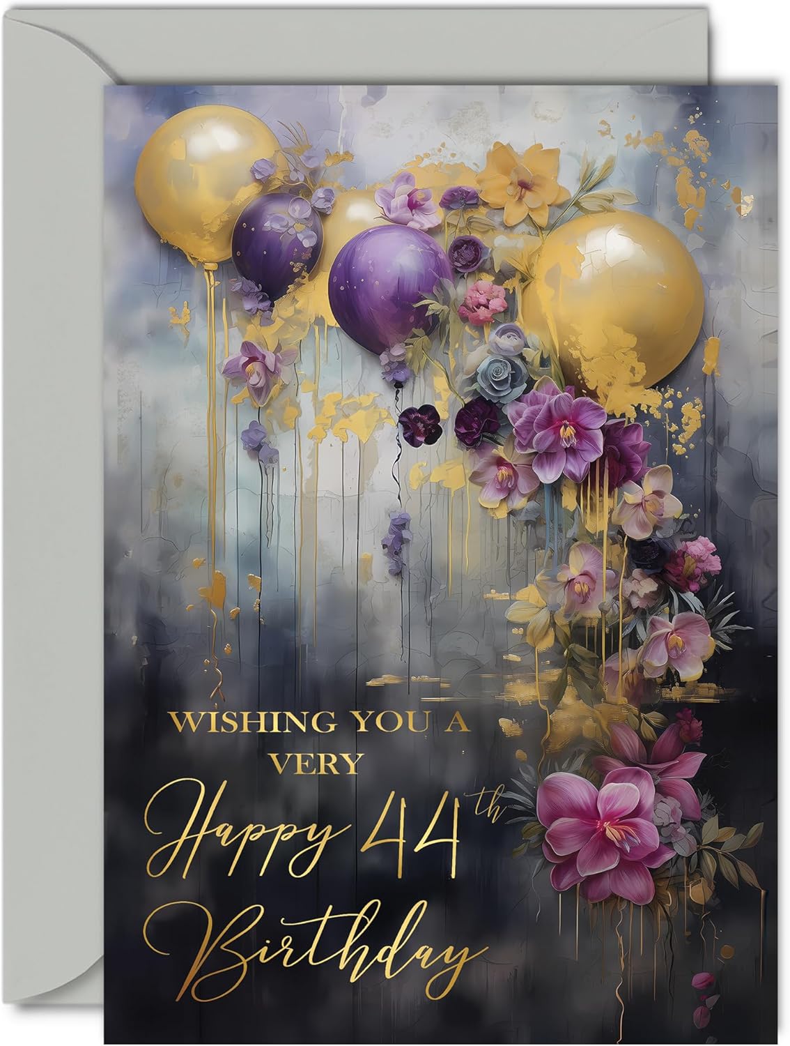 Beautiful Gold 50th Birthday Cards for Women Men - Golden Party Balloons - Elegant Traditional Pretty Birthday Card for 50 Year Old Woman Man Her Him, A5 Gorgeous Greeting Cards Gift