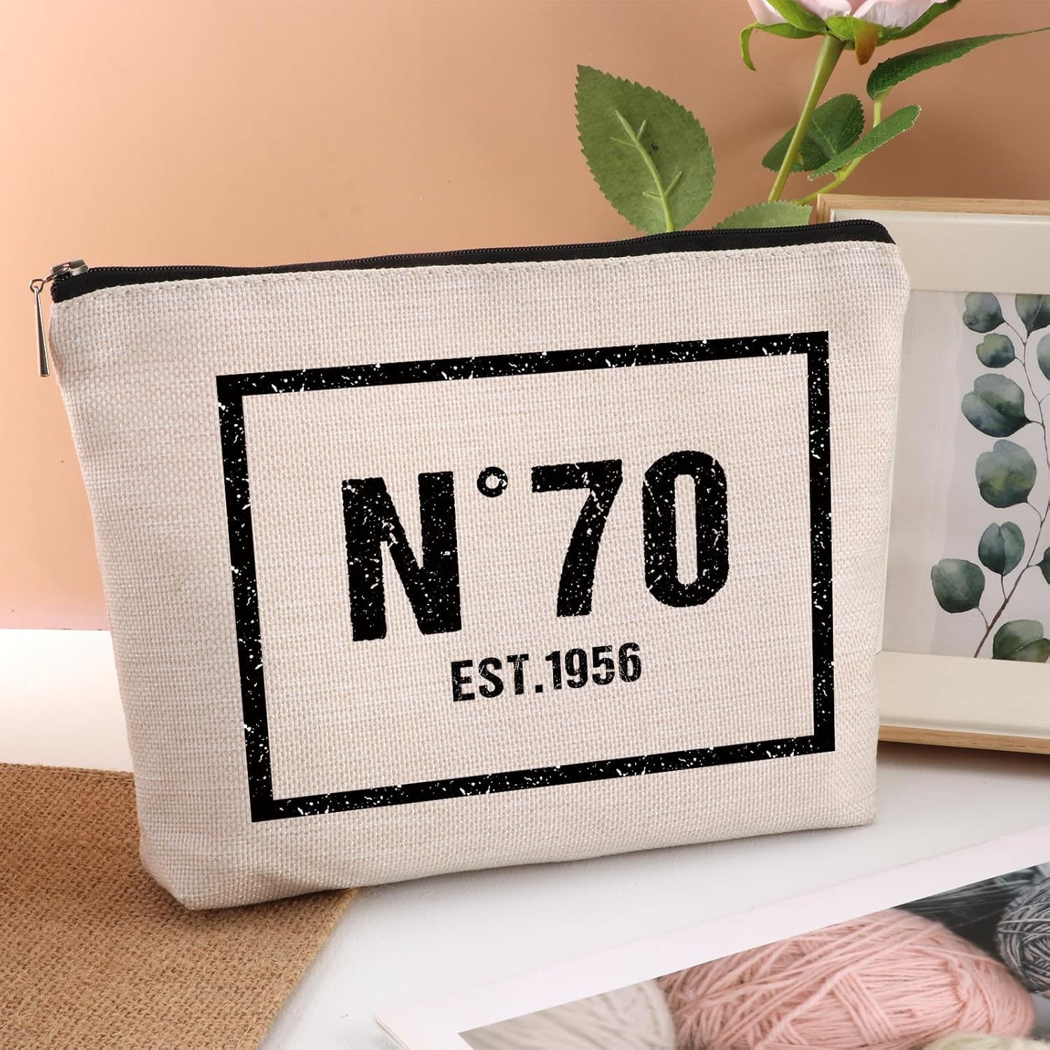 70 Year Old Birthday Gifts for Women Makeup Bag 70th Birthday Decorations for Her Mom Grandma Aunt Travel Zipper Pouch 1956 Happy 70th Birthday Gifts Cosmetic Bag - Image 4