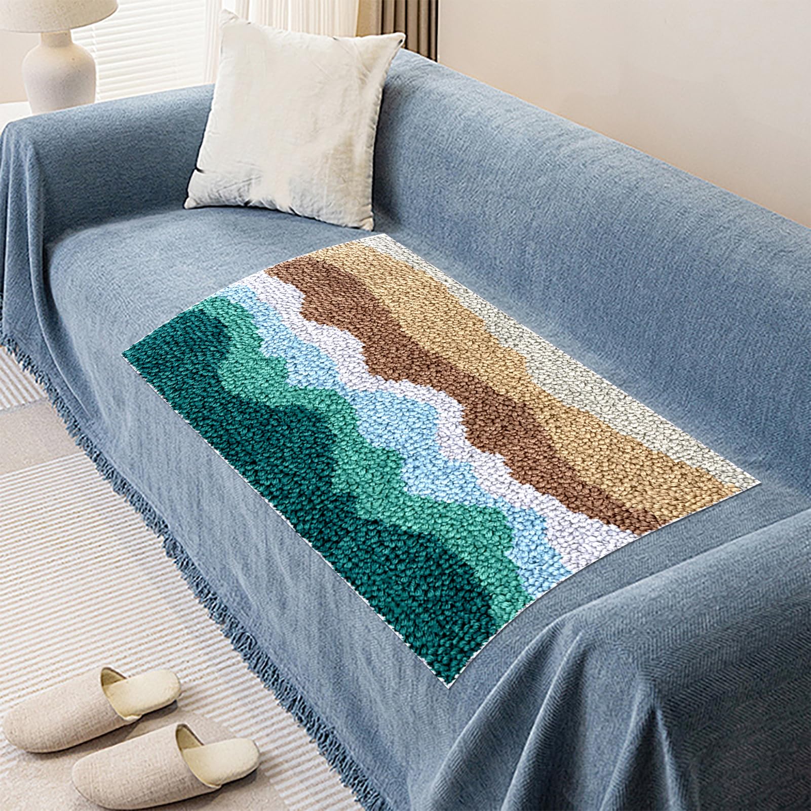 Knüpfteppich Zum Selber Knüpfen DIY Knüpfhaken-Sets für Anfänger Groß Vorgedrucktes Muster Leinwand Teppich, Stickerei Handwerk Für Erwachsene Handarbeiten Teppich 61x87 cm