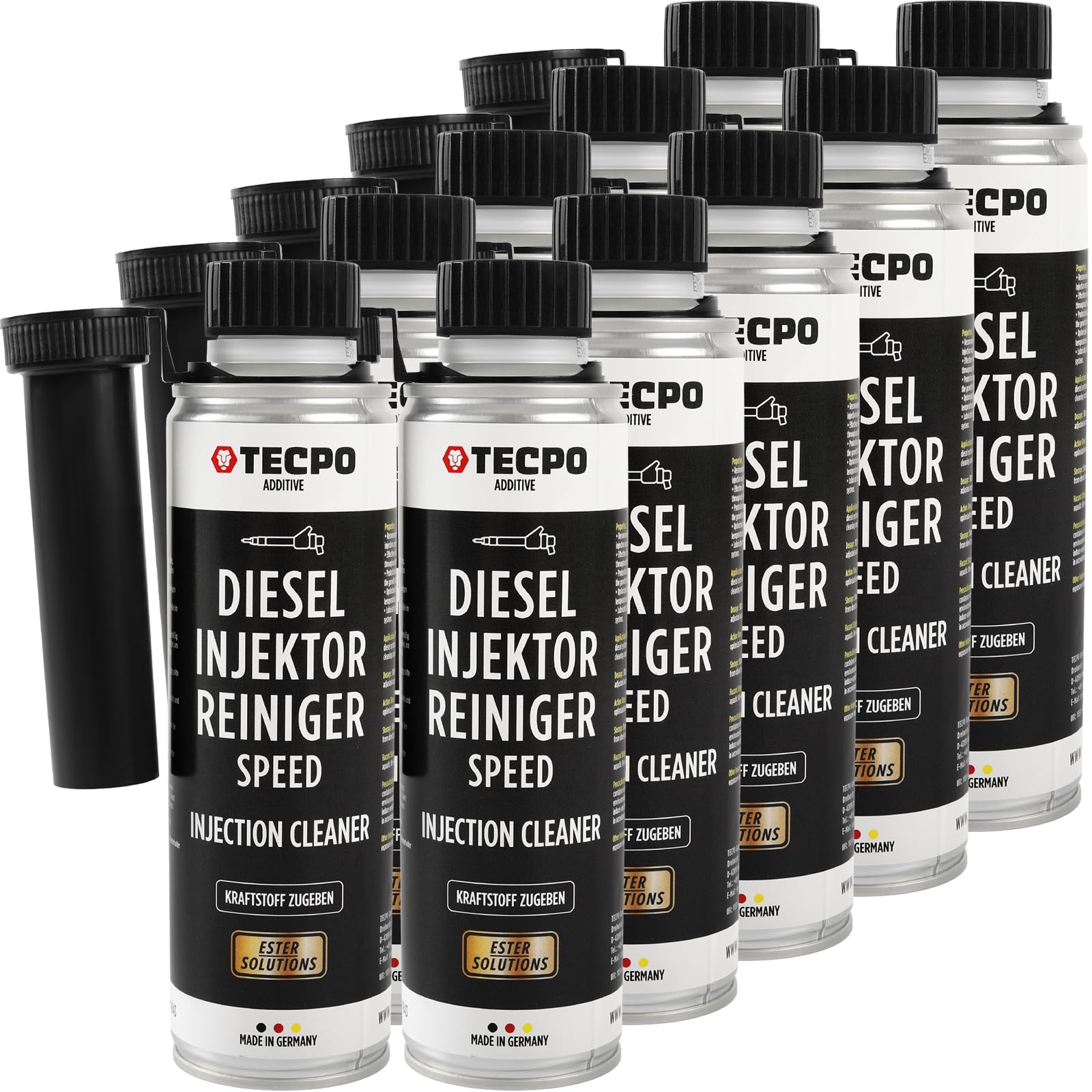 TECPO Diesel Injektor Reiniger, 10x 300ml Additiv -Einspritzdüsen Additiv mit Ester Solution Direct Injection Speed Cleaner
