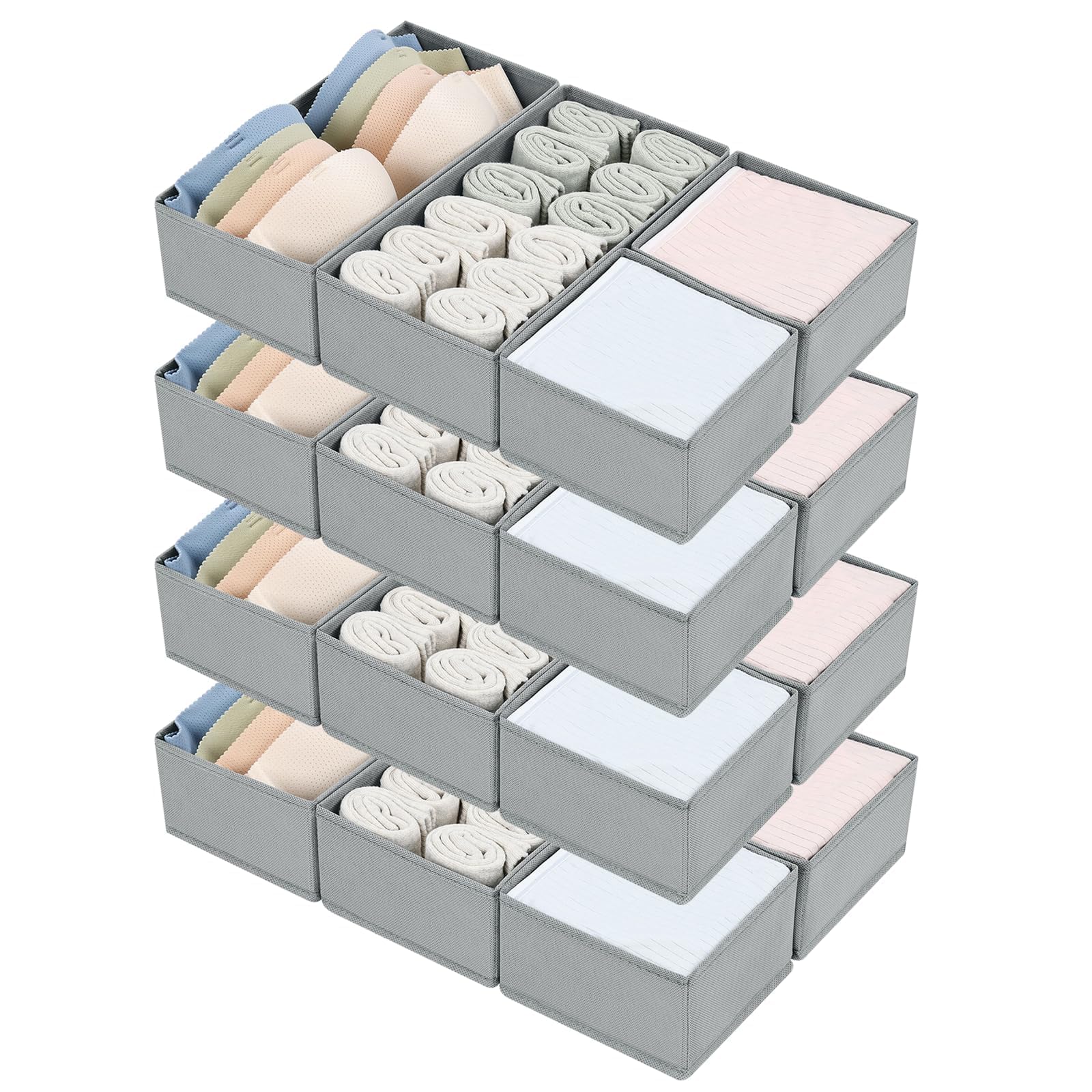 DIMJ DIMJSchubladen Ordnungssystem Schubladen Organizer, Faltbare Aufbewahrungsbox Stoff für Kleiderschränke, Kleiderschrank Organizer, FT250118