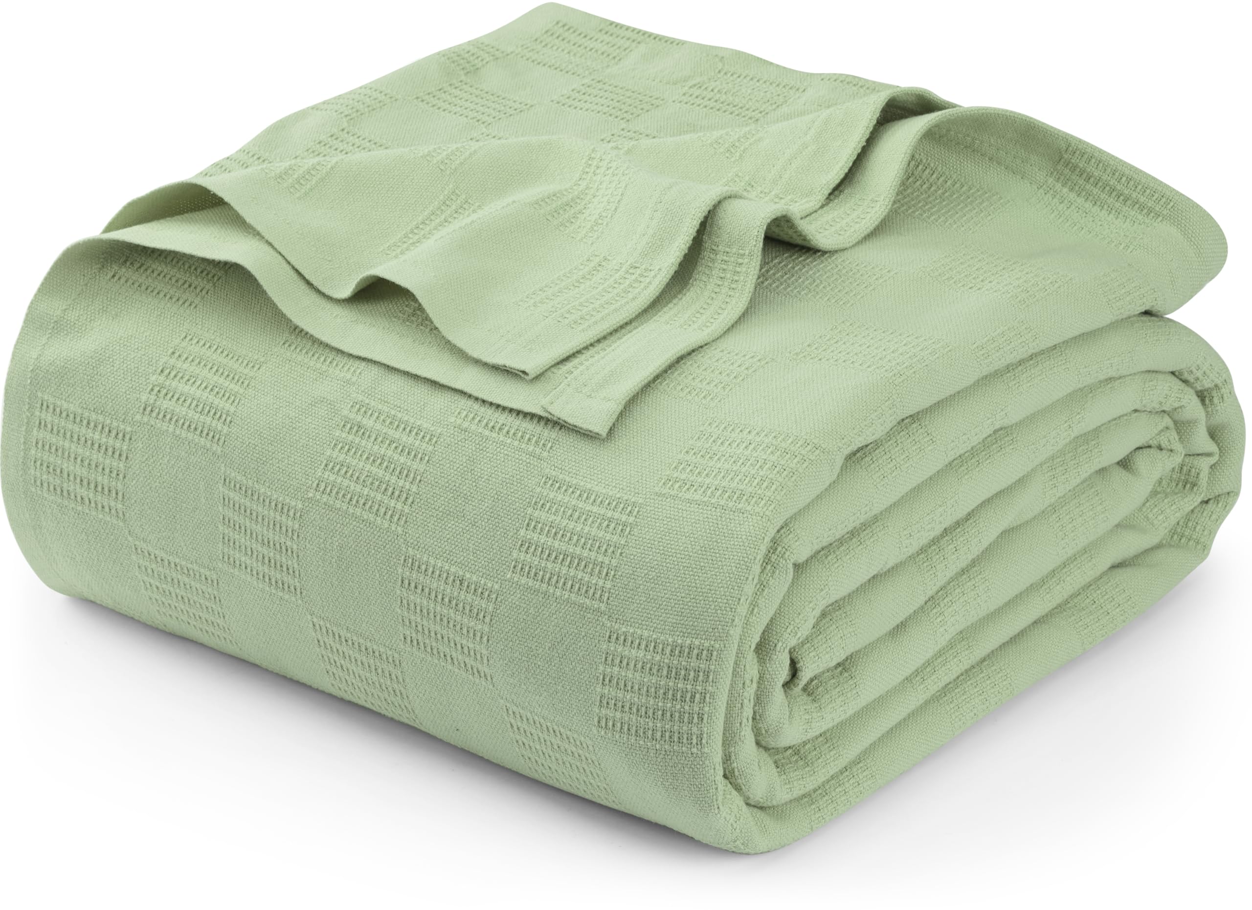 Utopia Bedding Sage Green 100% Cotton Blanket [Twin Size - 90x72 Inch] 350GSM Lightweight, Soft and Breathable Thermal Blanket for All Seasons