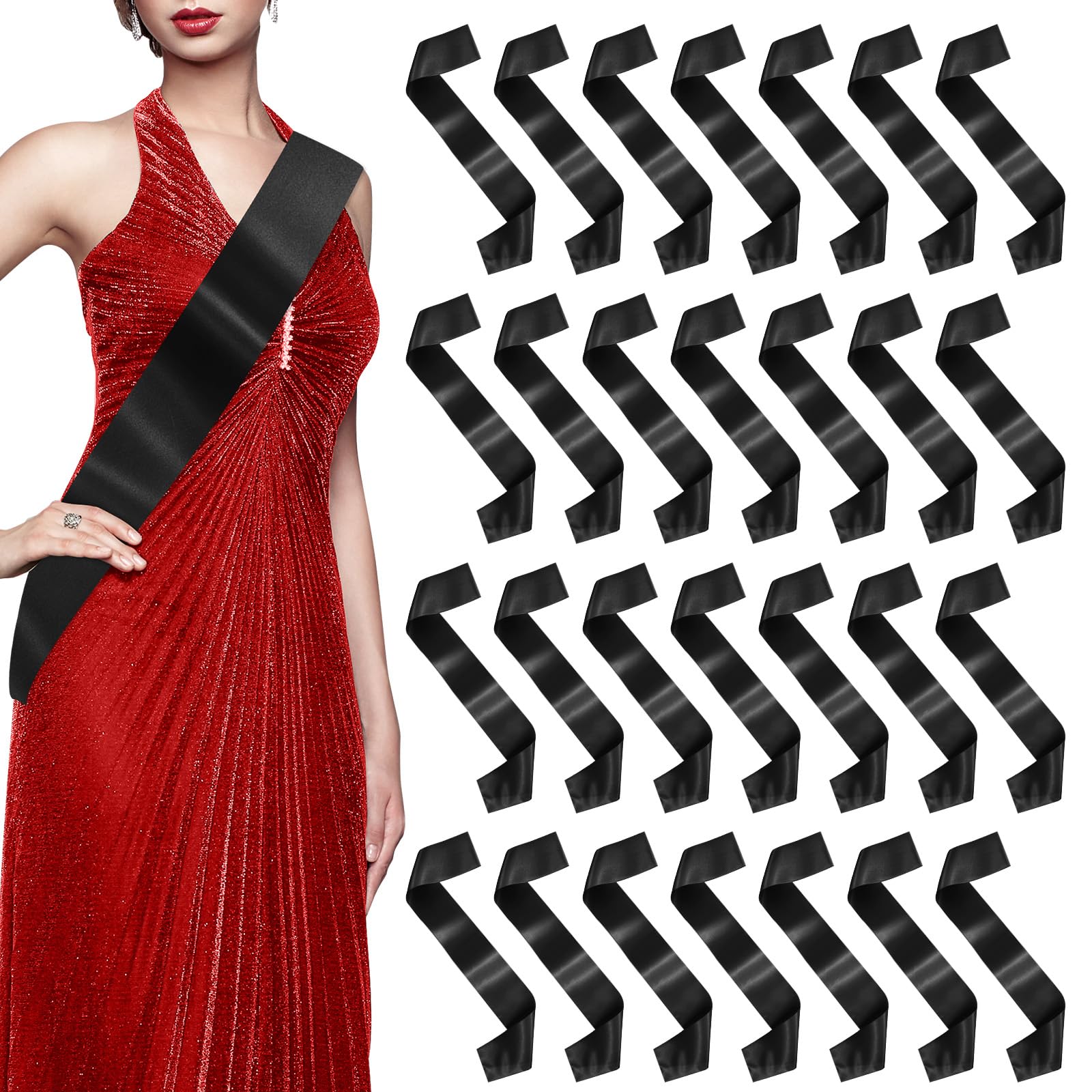 Black Sashes Blank Sashes for Pageants (25 Pack)