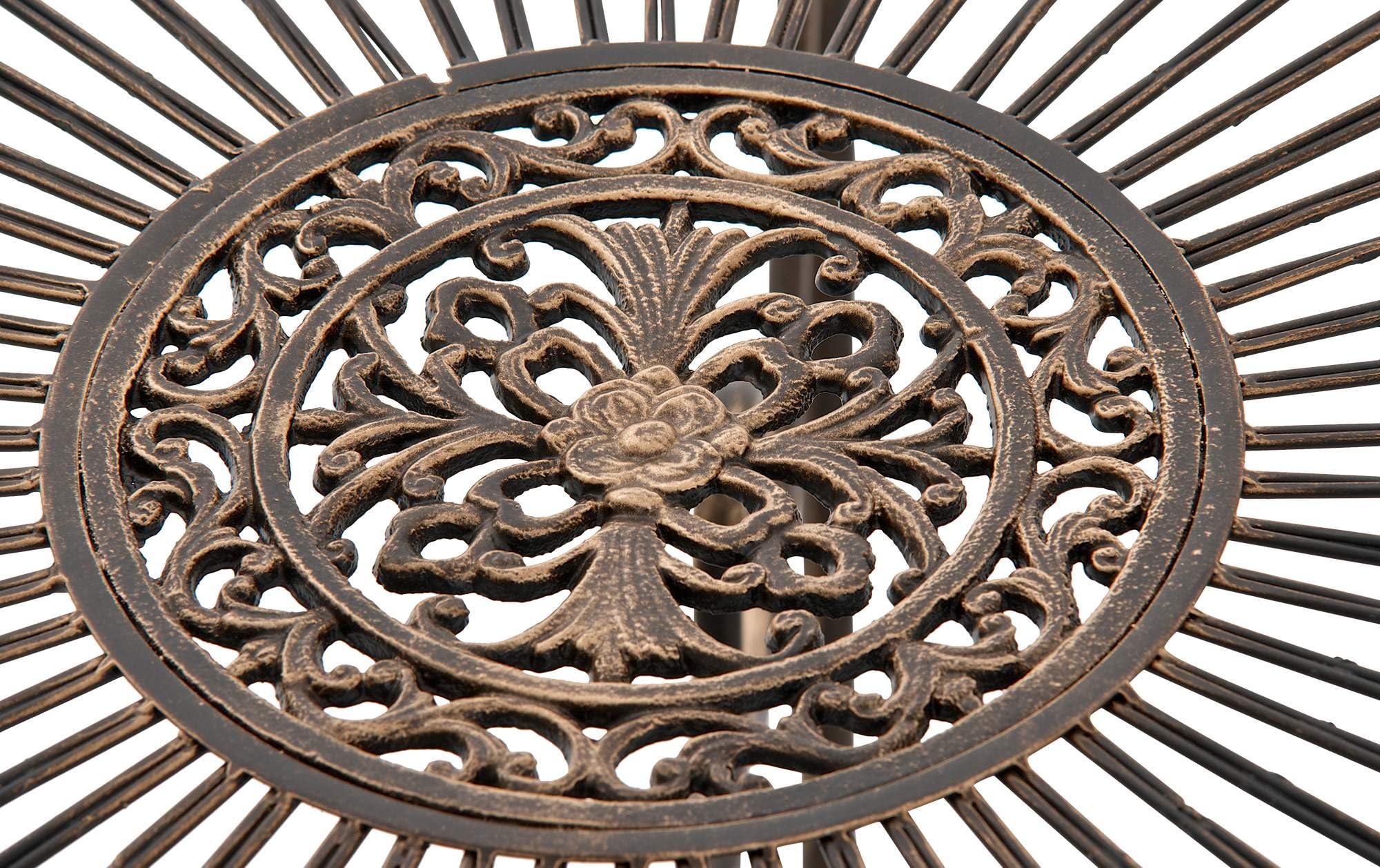 CLP Mesa de Jardin Redonda Estilo modernista Sheela, Mesa de Hierro con Recubrimiento en Polvo, Resistente a la Intemperie para Balcon, Color:Bronce
