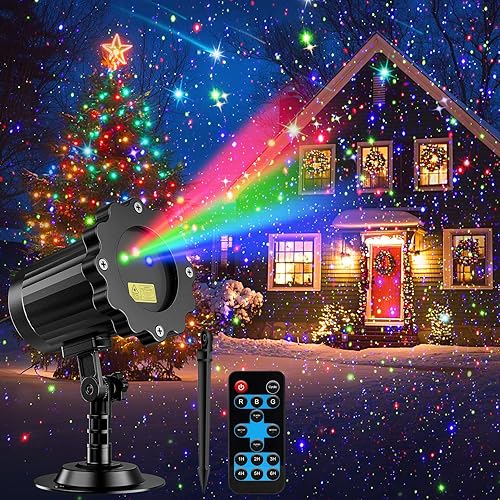 Proyector de luces de Navidad láser más brillantes para exteriores, RGB de 3 colores Gypsophila Moving Twinkles Stars Light Show, decoración de