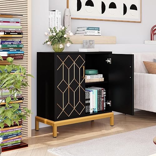 Miniatura 6 de Accent - Armario de buffet con almacenamiento, armario de almacenamiento moderno con puertas y estantes para cocina, oficina, comedor, sala de