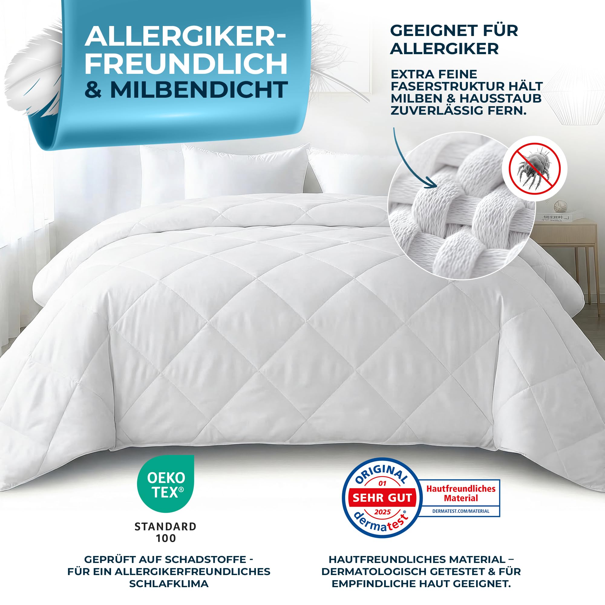 Glückstoff Sommerdecke 135x200cm Öko-Tex Füllung Leichte Kühlende Bettdecke