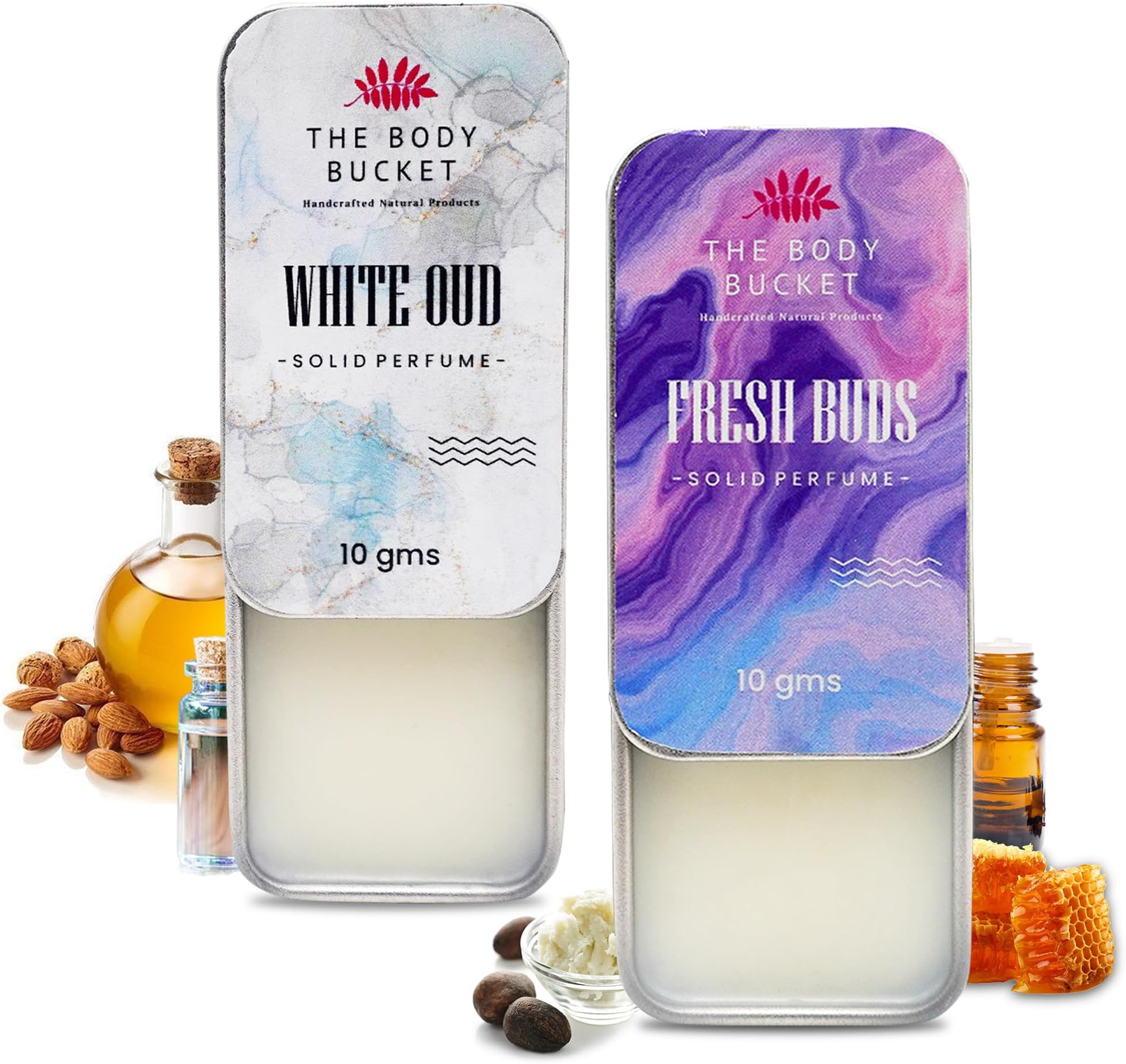 - Combo of White Oud & Fresh Buds Solid Perfume- 10 Gms each | Alcohol Free- Pocket Friendly & Easy to Apply, Non-Greasy Cologne Balm | Unisex Gifting Collection