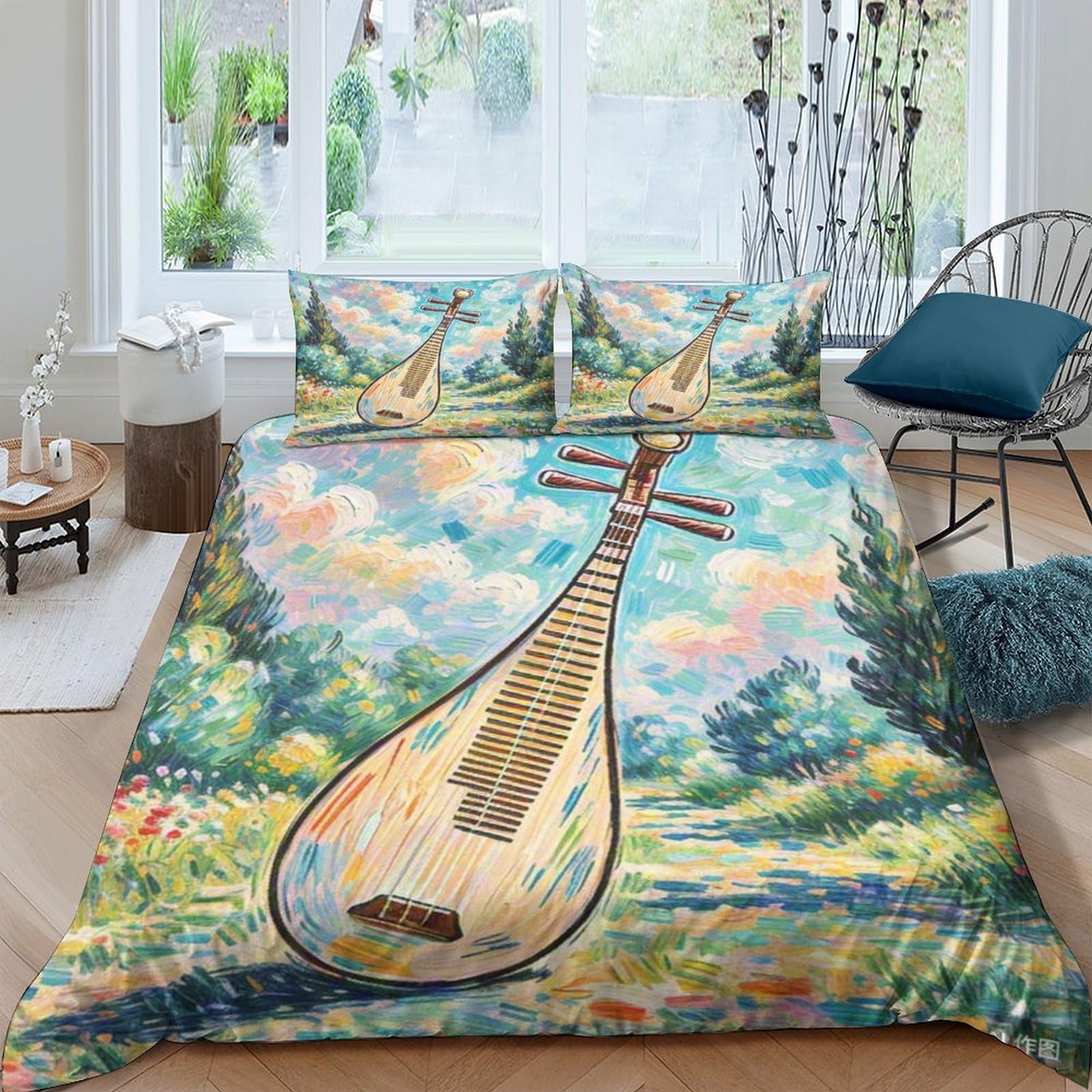 Housse de couette Pipa 3D en microfibre douce anti-glissement pour ado