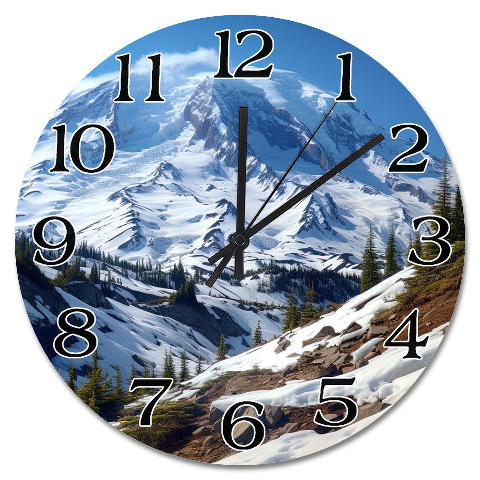 Horloge murale de 38,1 cm pour salon et chambre avec décor paysage rustique à piles