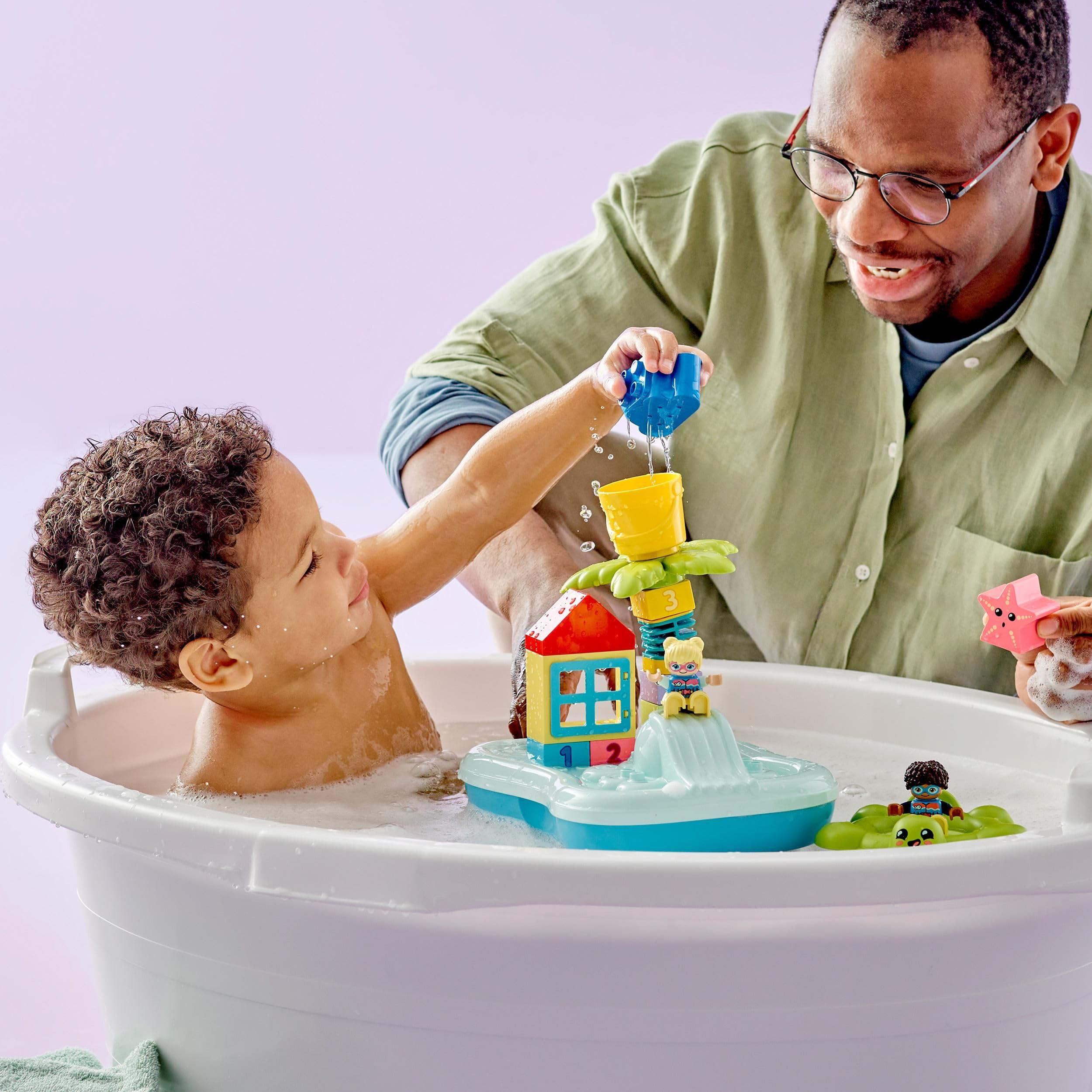 LEGO DUPLO Parco Acquatico, Giochi da Bagnetto per Bambini e Bambine dai 2 Anni in su con Isola Galleggiante, Tartaruga e Stella Marina, Facile da Pulire, Giocattoli per Vasca da Bagno 10989