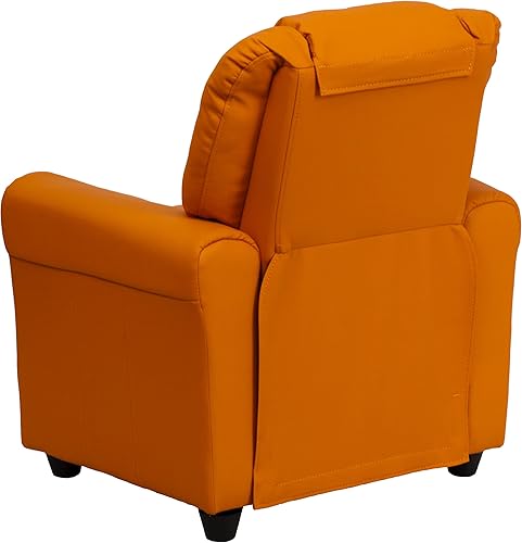 Miniatura 8 de Flash Furniture - Sillón reclinable contemporáneo para niños, color beige vinilo con base para vasos y reposacabezas