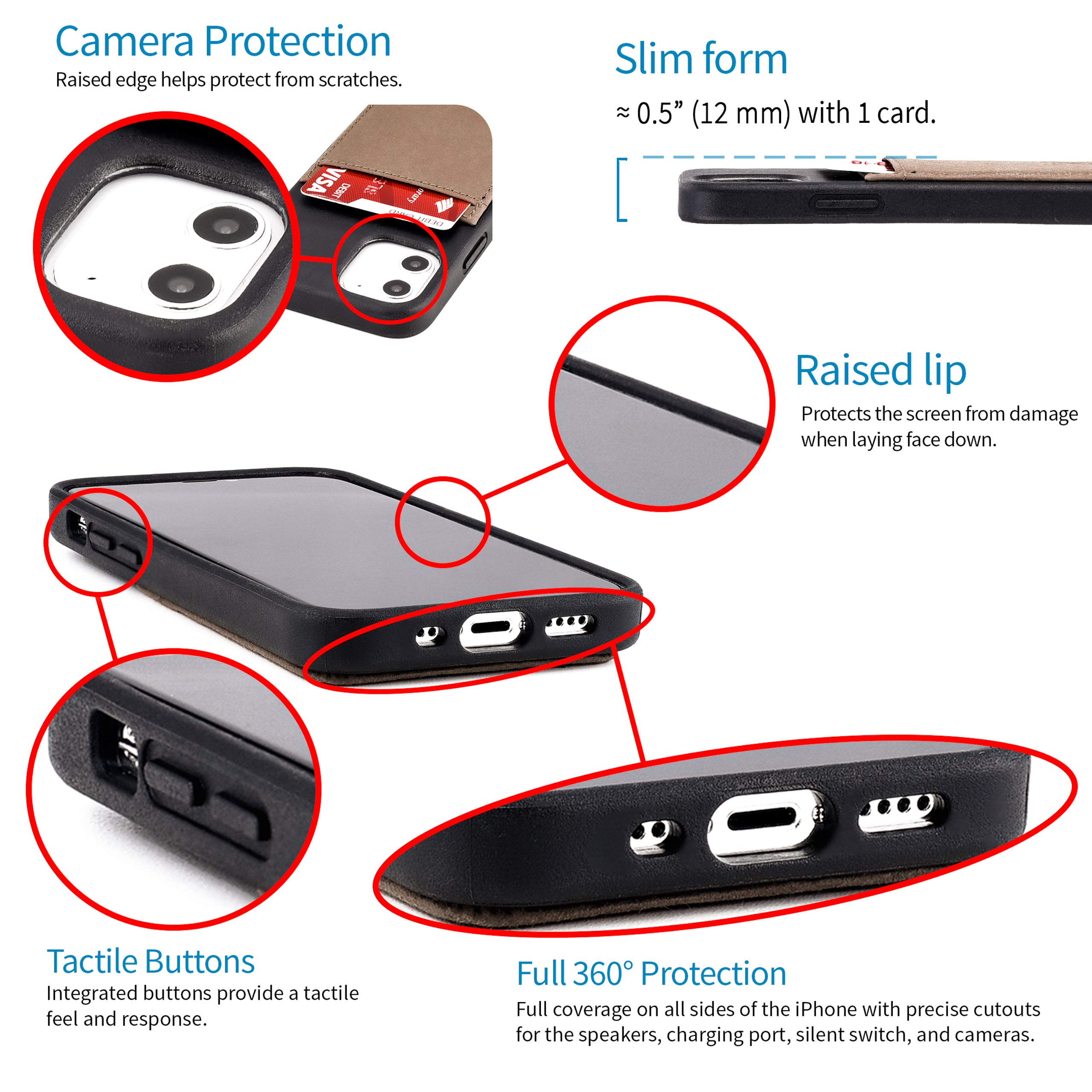 Dockem - Custodia a Portafoglio BIO per iPhone 12 mini: Materiali Sensibili, Montaggio Magnetico e 1 Scomparti Carte di Credito (M2B da 5.4", Nero e Marrone Chiaro)