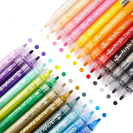 Flysea Acrylstifte Marker Stifte 24 Farben Marker Pens Paint Marker Kartenherstellung Fur Kreative Geschenke Diy Fotoalbum Papier Stein Glas Kunststoff Metall Amazon De Kuche Haushalt Wohnen