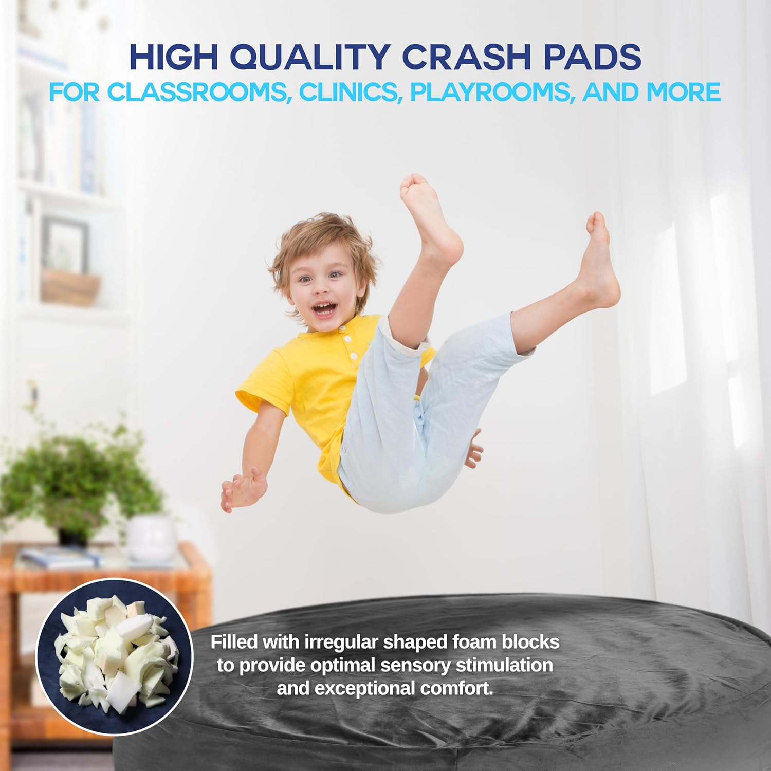Homewell Crash Pad – Soft Velvet Cover Sensory Crash Pad for Kids with Durable Shock-Absorbing Foam, Machine Washable Cover, Ultimate Comfort and Safety for Kids, Adults and Pets