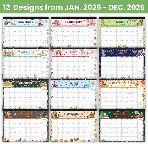 Miniatura 6 de Calendario de escritorio 2026, enero de 2026 a diciembre de 2026, 12 x 17 pulgadas, calendario de 12 meses con protectores de esquina, línea de