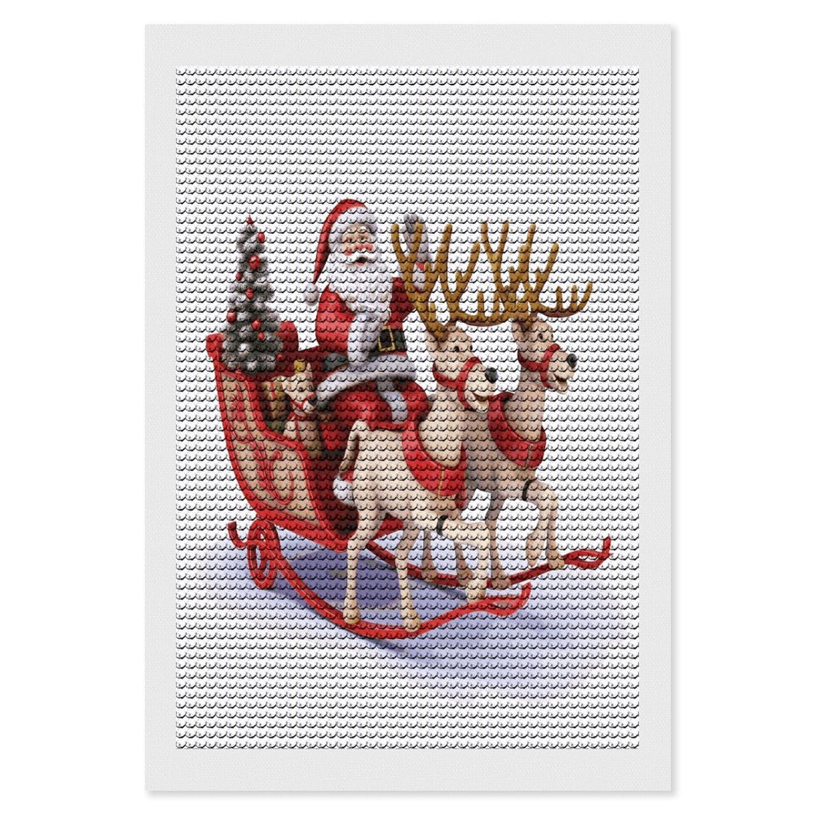 LDGSUPH Santa Claus Reindeer Sled Diamond Painting Kits for Adults Paint with Diamond Pictures Art DIY Full Drill Diamond Dots Painting Personalized Diamond Photo for Home Wall Decor Gift 8"x12"