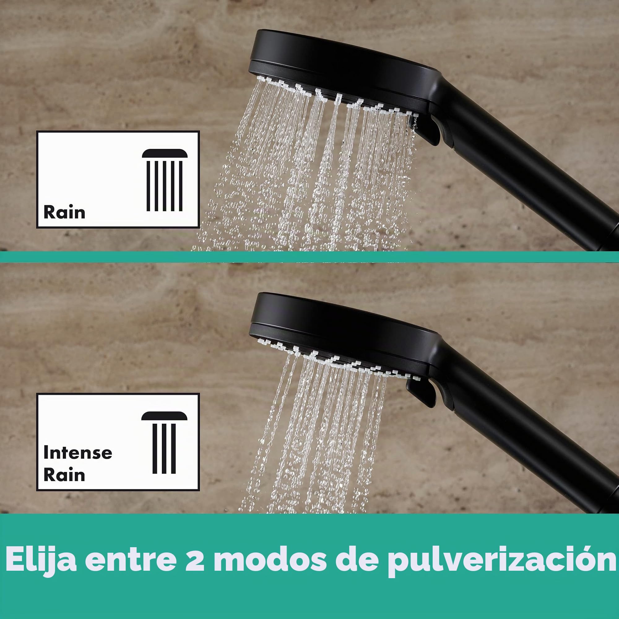 hansgrohe Vernis Blend - set de ducha, ducha de mano con barra de ducha 65cm, flexo de ducha 160cm, soporte de ducha, alcachofa de ducha con 2 tipos de chorro, negro mate, 26422670