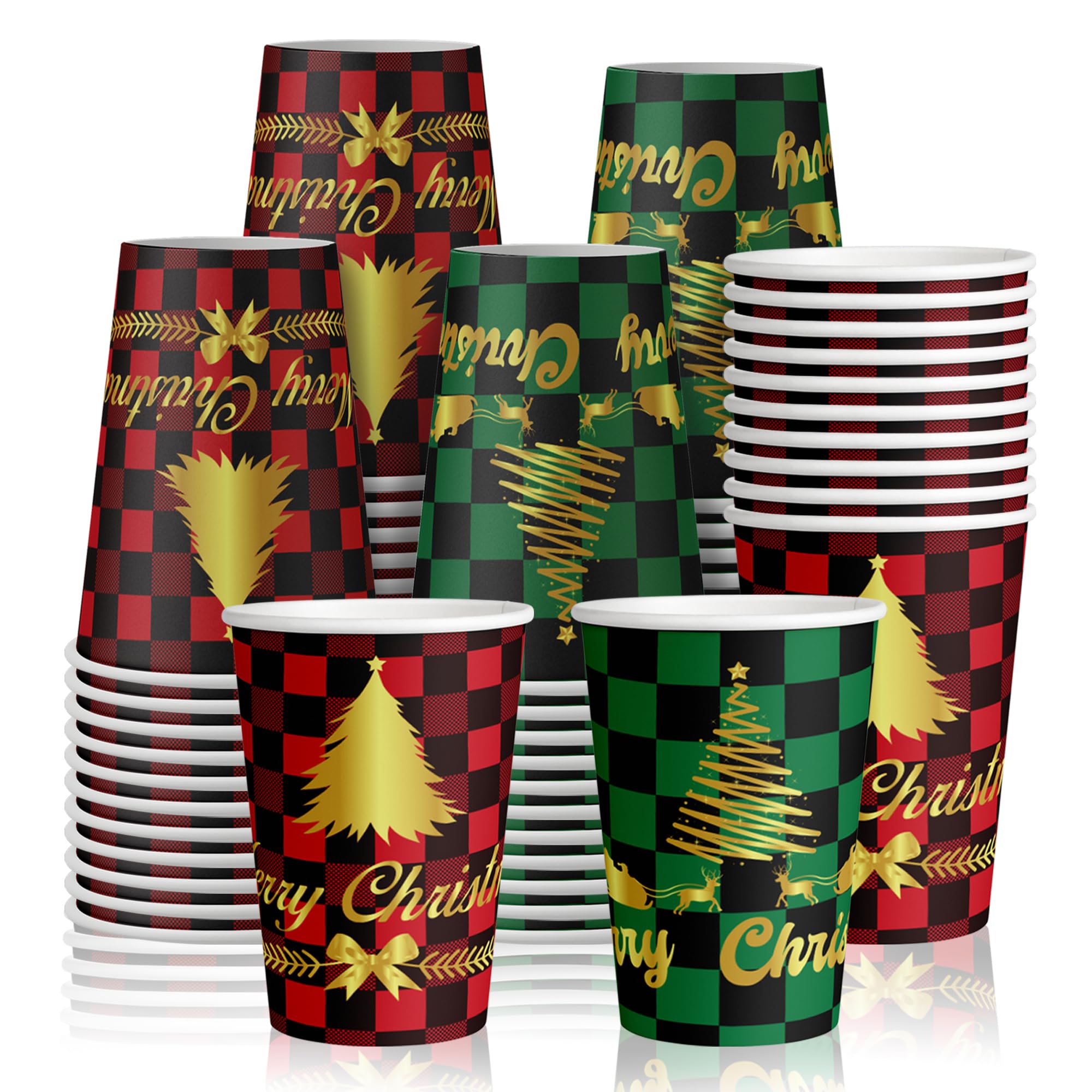 Amazon.com: HABDJILTY 60 Pcs 12 oz Christmas Paper Cups Disposable ...