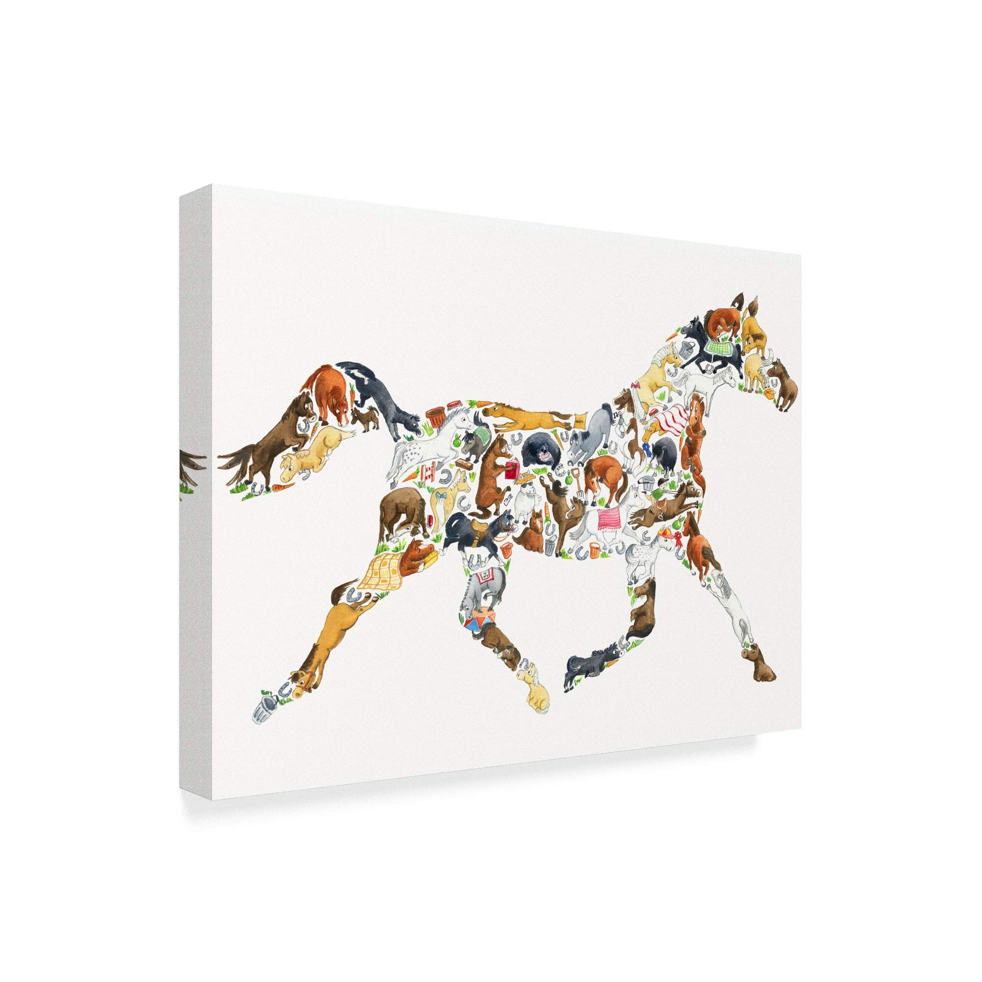 オマージュアート　黒馬 Amazon.co.jp: Trademark Fine Art 18x24インチ 馬のコラージュ