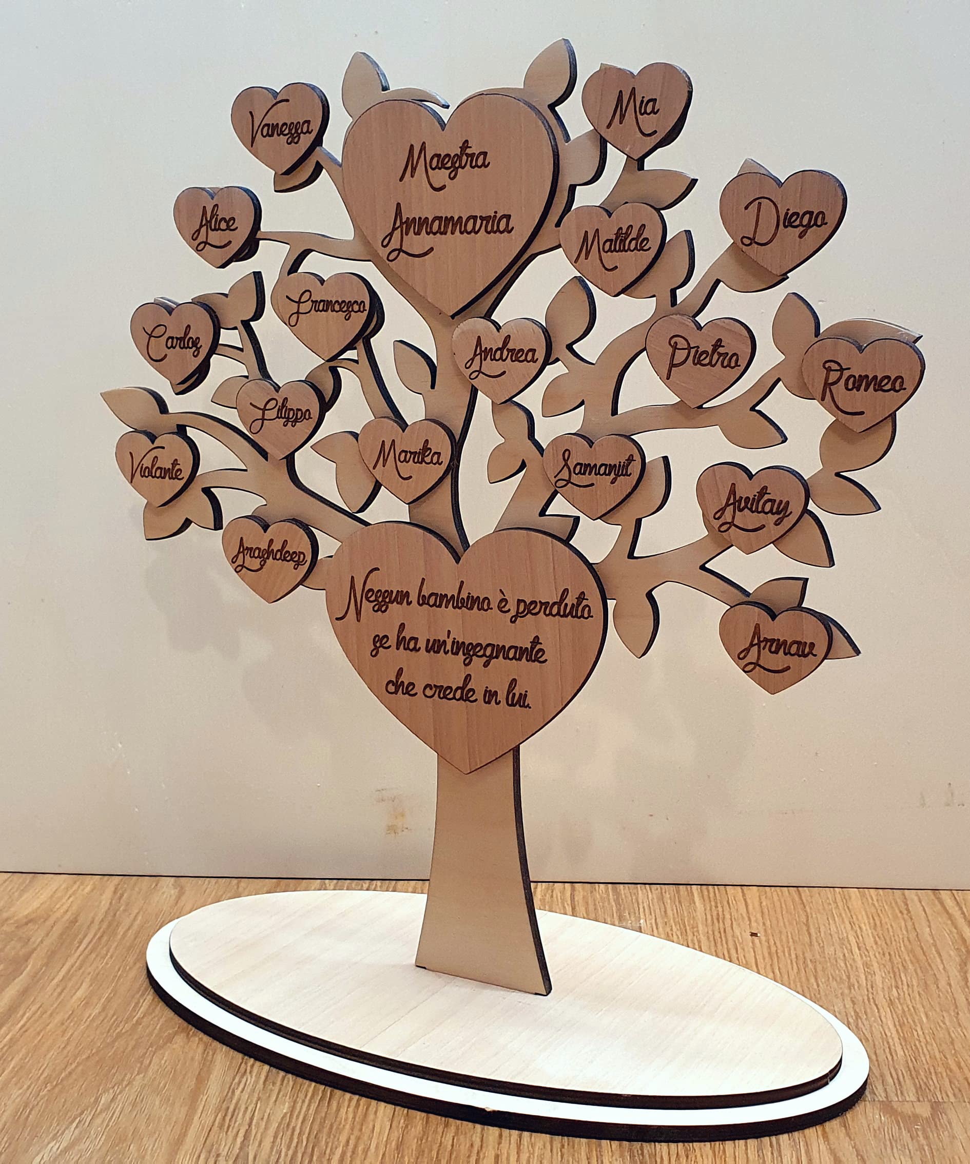 Albero della vita in legno con dedica personalizzata e nomi - regalo maestre nido, materna elementari, mamma, compleanno, nozze d'oro, cresima, comunione- idee idea regalo personalizzato