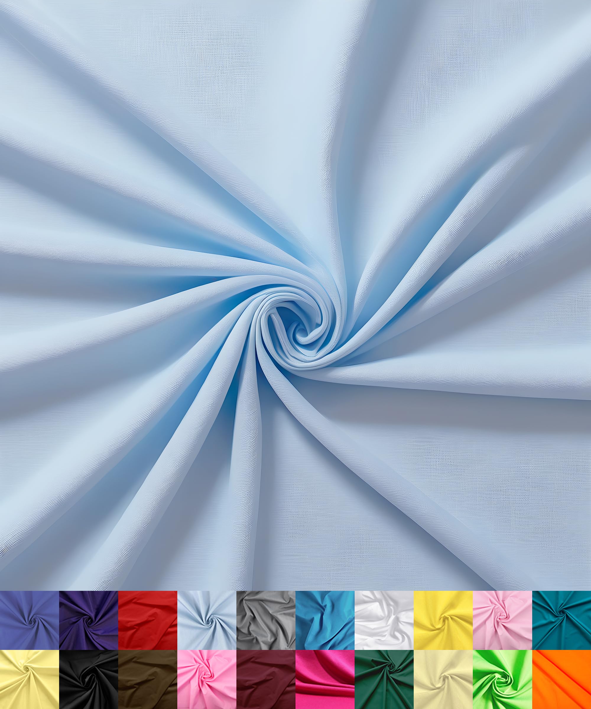 Barcelonetta | Poly Cotton Fabric | Broadcloth | 35% Cotton | 60" Wide | Lining, Sewing, Air Feel Skirt Layer | Solid (Baby Blue, 2 Yard)