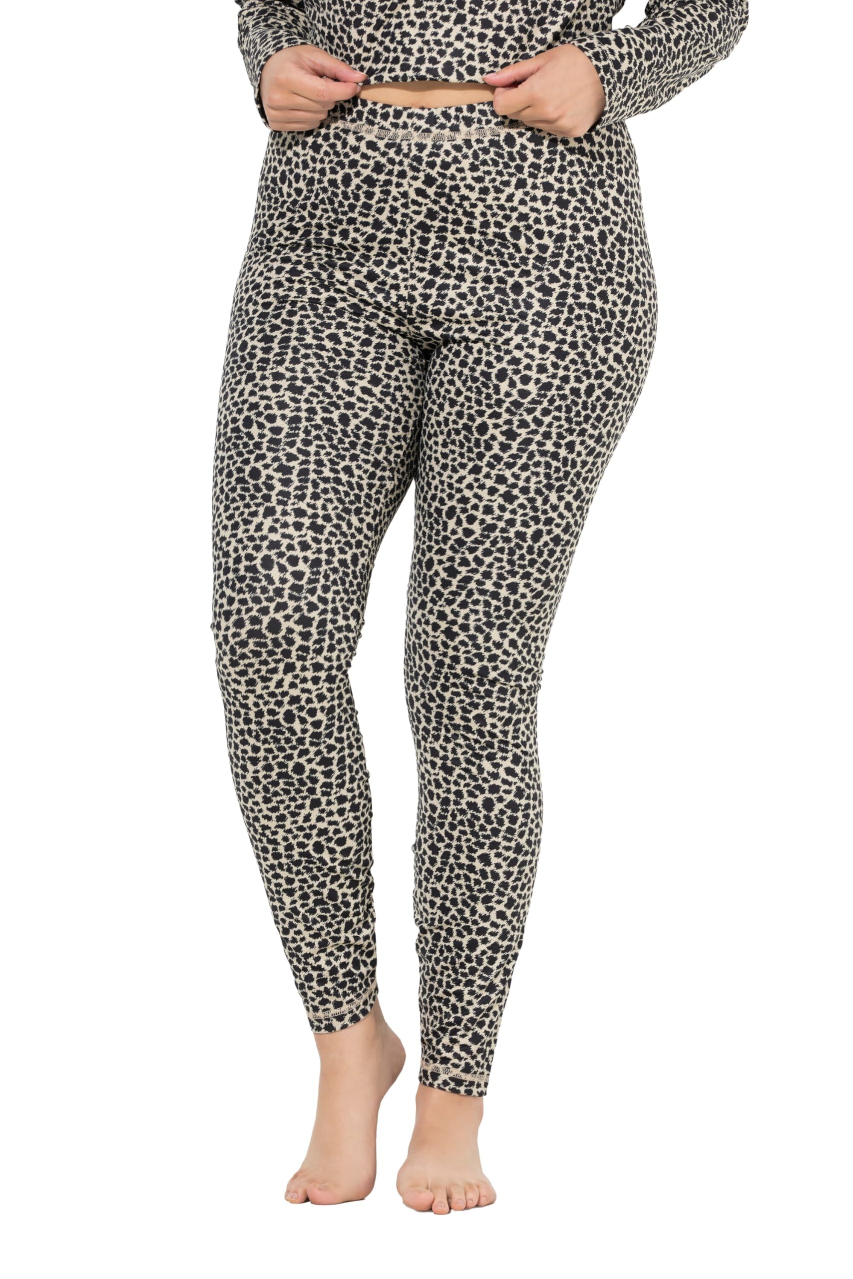 Ulla Popken Damen große Größen Übergrößen Plus Size Ski-Funktionsleggings, Leomuster, schmales Bein, recycelt 845058