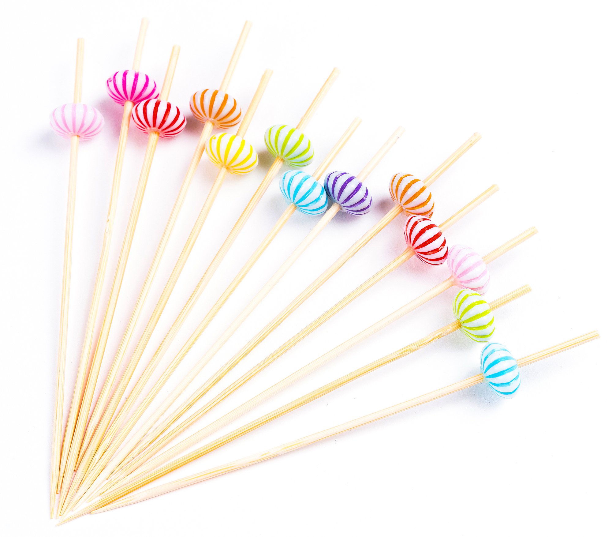 PuTwo Cocktail Picks Handmade Bamboo Toothpicks 4.7" Multicolor Decor (Multicolor Pumkin)