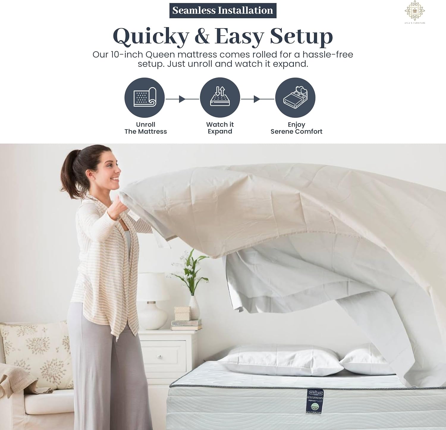 Queen Mattress 10 Inches White - Pocketed Coil Euro Top Cool Memory Foam Hybrid Mattress Breathable Cover Queen Size Mattress - Bed Rolled in A Box