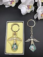 Vista 2 de Llavero de ángel de la guarda para bautismo de cristal, primera comunión, confirmación, paquete de fiesta (dorado) - 12 unidades, plateado