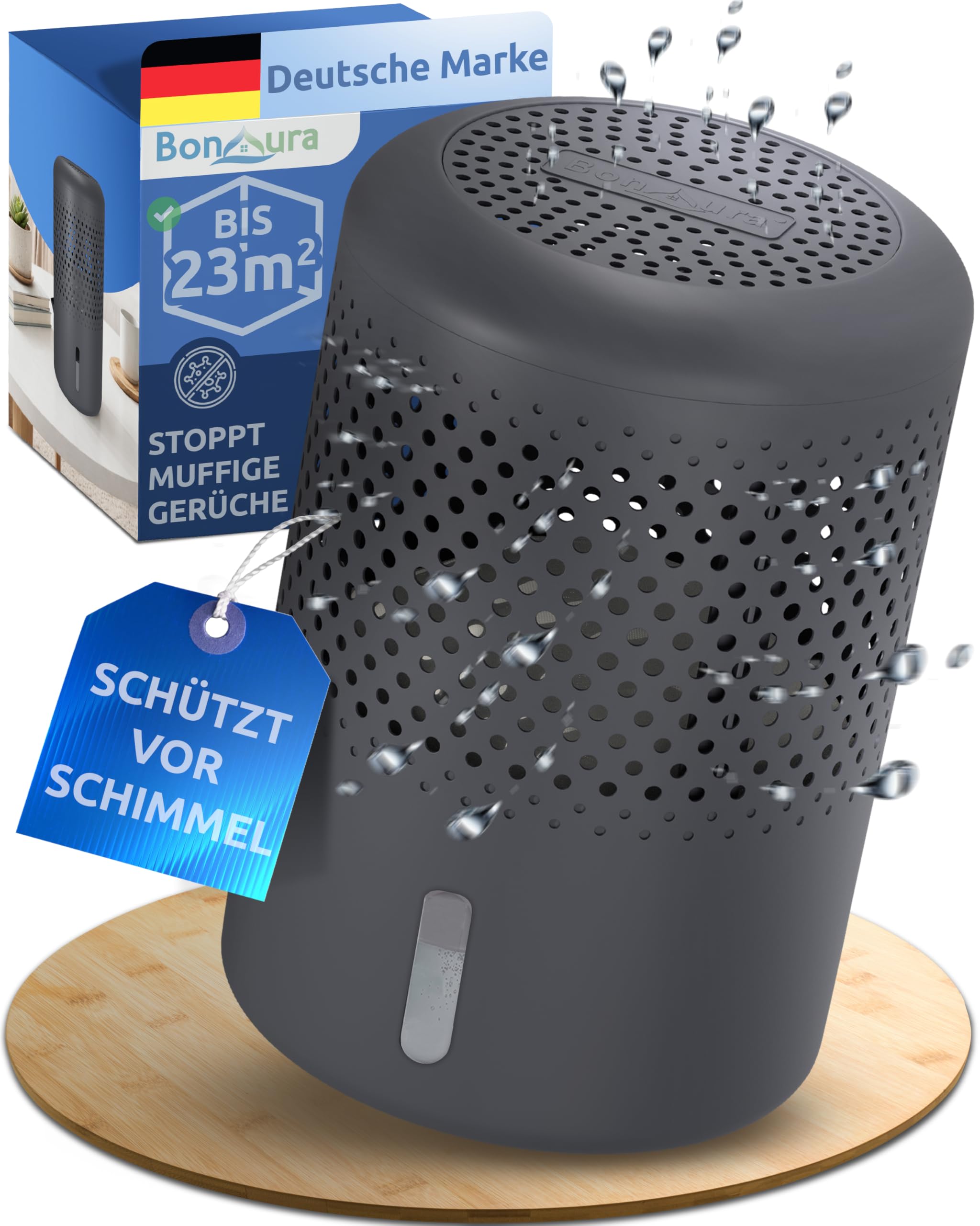 BonAura® Luftentfeuchter ohne Strom - Raumentfeuchter für Keller, Bad uvm. - 680g Luftenfeuchter Nachfüllpack inklusive - Entfeuchter und Luftentfeuchter Granulat im Set - Schutz vor Schimmel