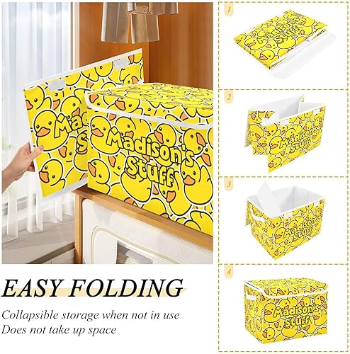 Miniatura 4 de Contenedores de almacenamiento personalizados de pato de goma con tapa, cesta de almacenamiento plegable personalizada con asa, cesta de estante