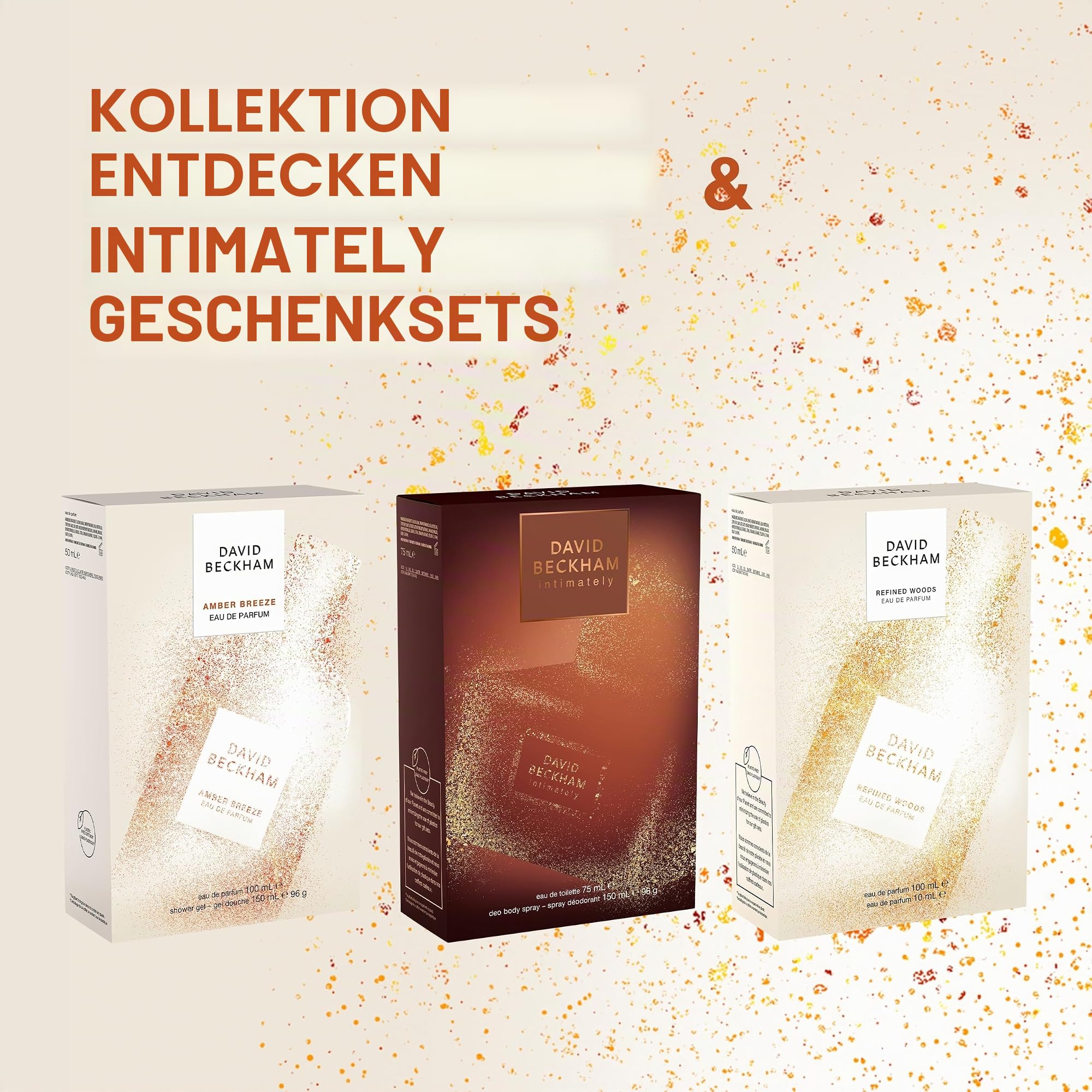 David Beckham Geschenkbox Amber Breeze, Eau de Parfum 100 ml und Duschgel 150 ml, aromatischer bernsteinfarbener Duft für Ihn