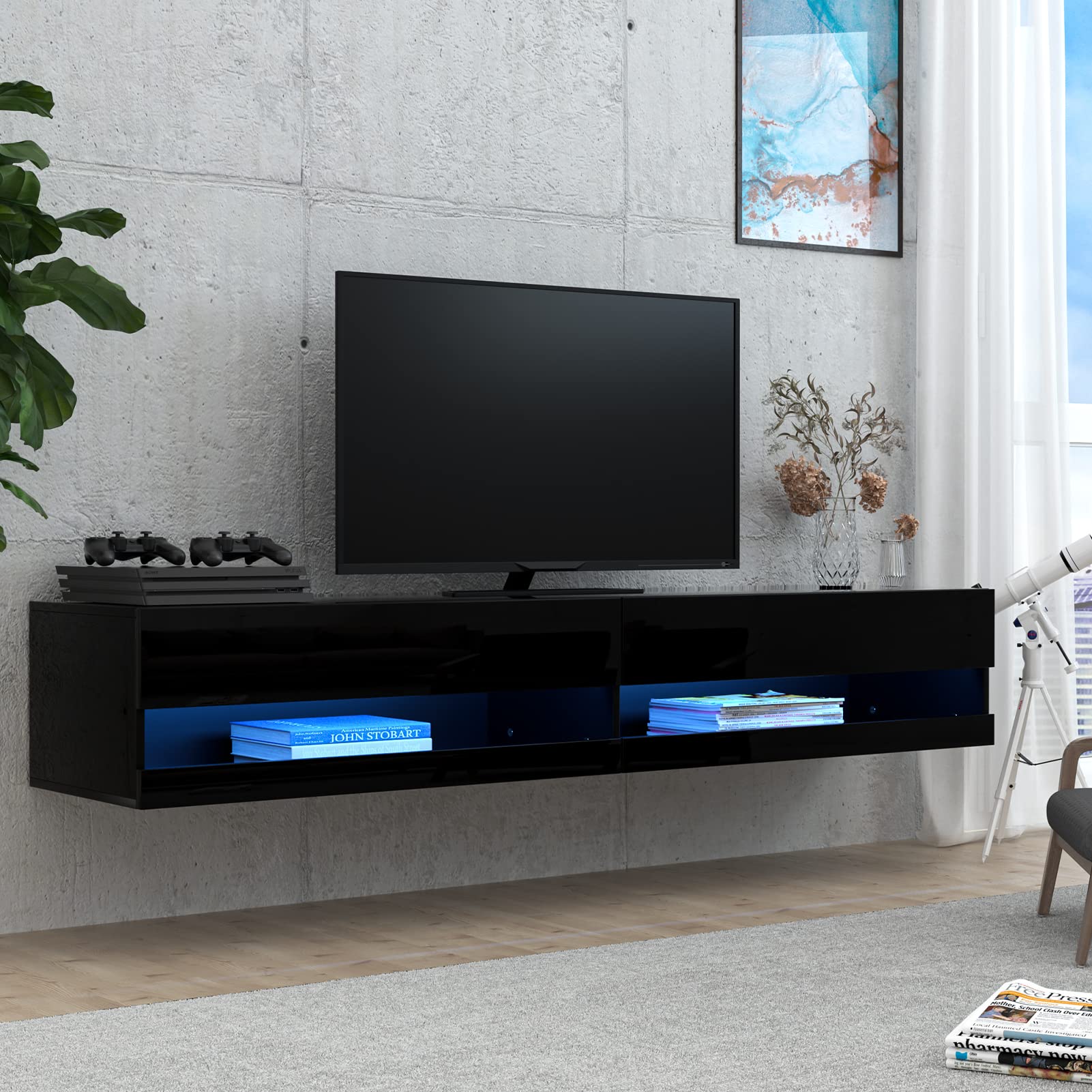 Floating TV Stand for TVs Up to 85 inch, 70 inch Wall Mounted Haning TV