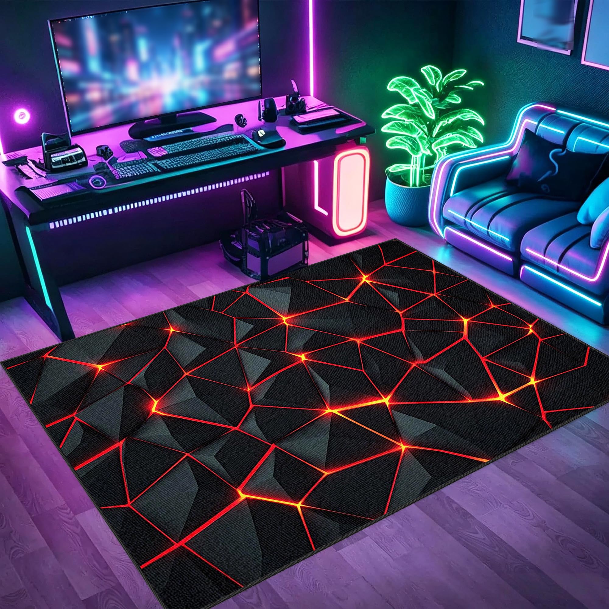 Tapis de jeu pour chambre de garçons et setup gaming - Décoration de salle de jeux moderne