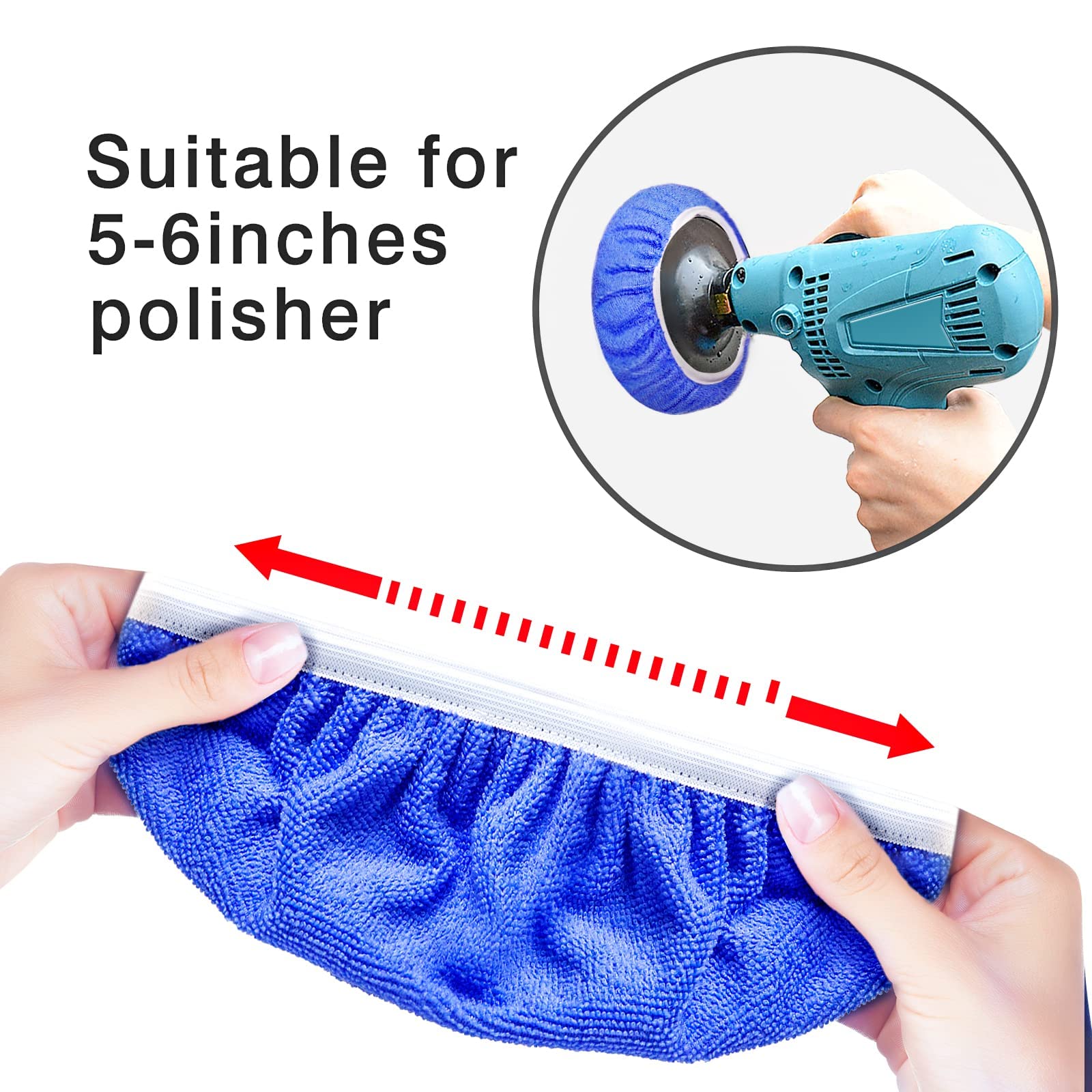 FONAROLL 5 to 6 Inch Car Polisher Pad Bonnet, 15Pcs Car Polishing Bonnet Buffing Pads, 10*Microfiber+5*Woollen