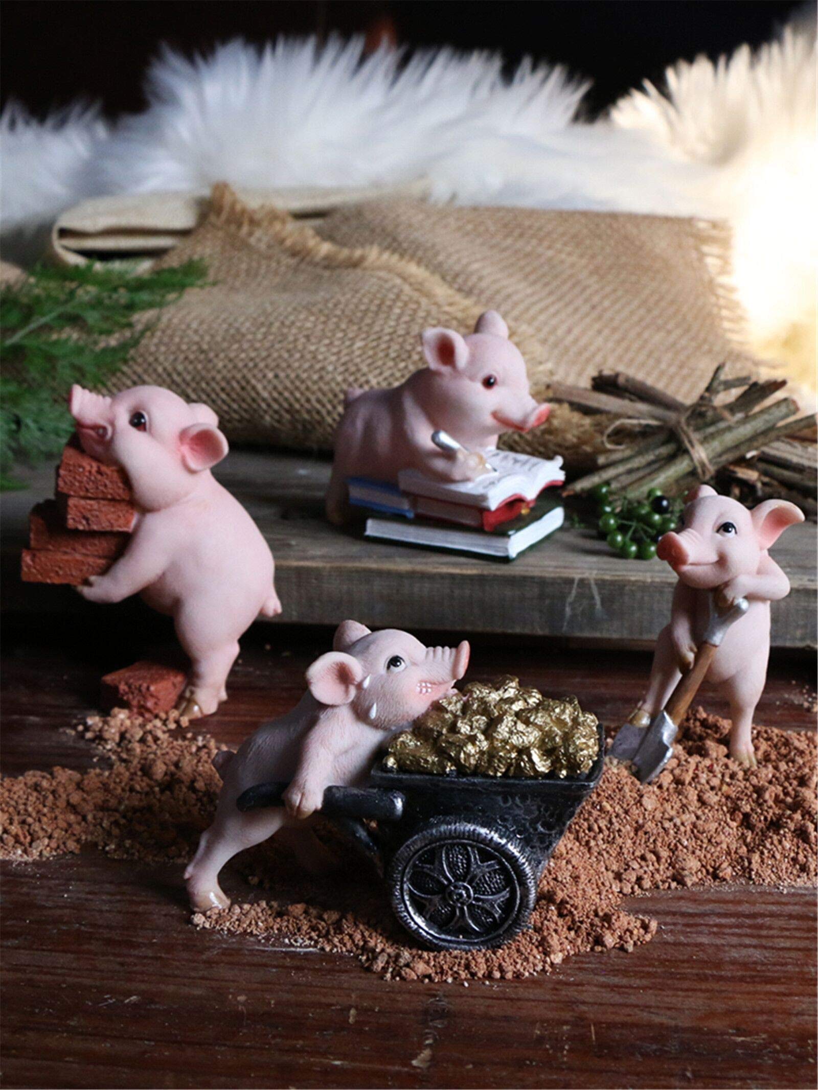 Amazon.co.jp: tonntyann 豚 置物 動物 マイクロ景観 樹脂オブジェ