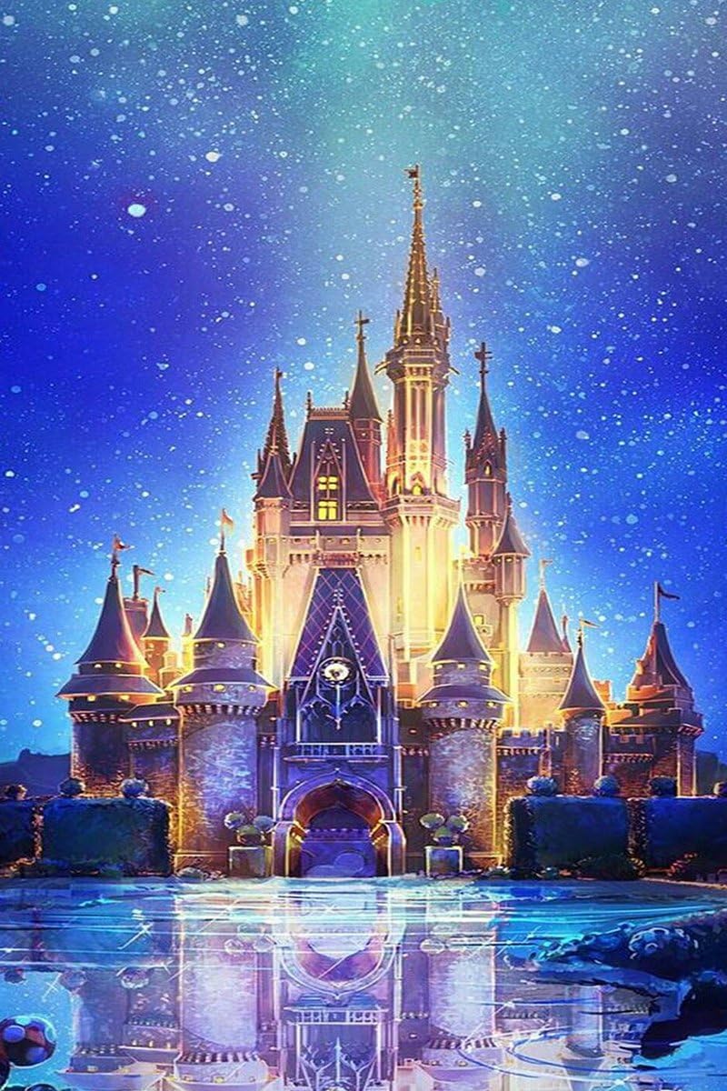 Twuky DIY 5D Diamond Painting by Number Kit for Adult, Full Drill Diamond Embroidery Kit Home Wall Decor - Castle(13X18inch/33X45CM)