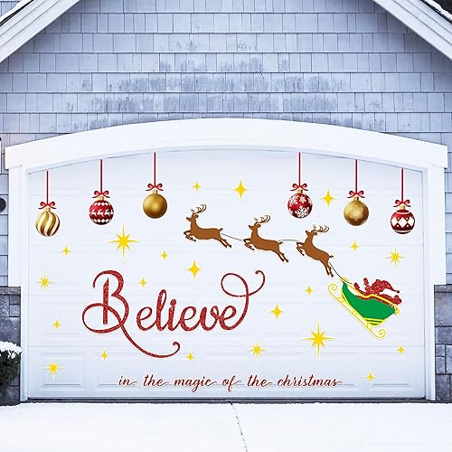 Vista 17 de 90shine 32 imanes navideños para decoración de puerta de garaje, bola de Navidad, refrigerador y cocina (rojo, verde, dorado)