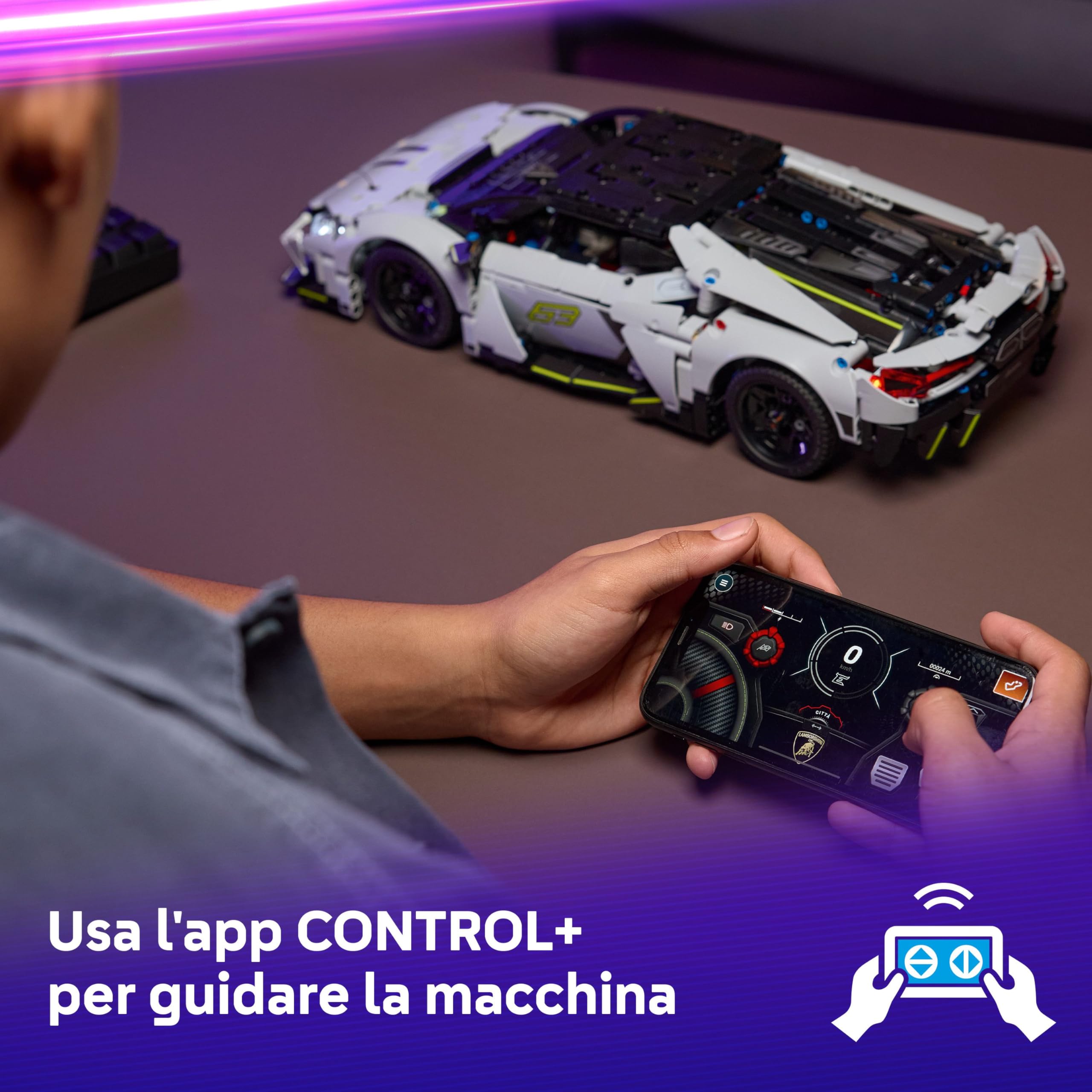 LEGO Technic Super Sports Car Lamborghini Revuelto - Macchina Giocattolo - Modello di Auto Telecomandata con Luci, Sterzo e Batteria Ricaricabile - Regalo per Bambini da 10 Anni in su - 42214