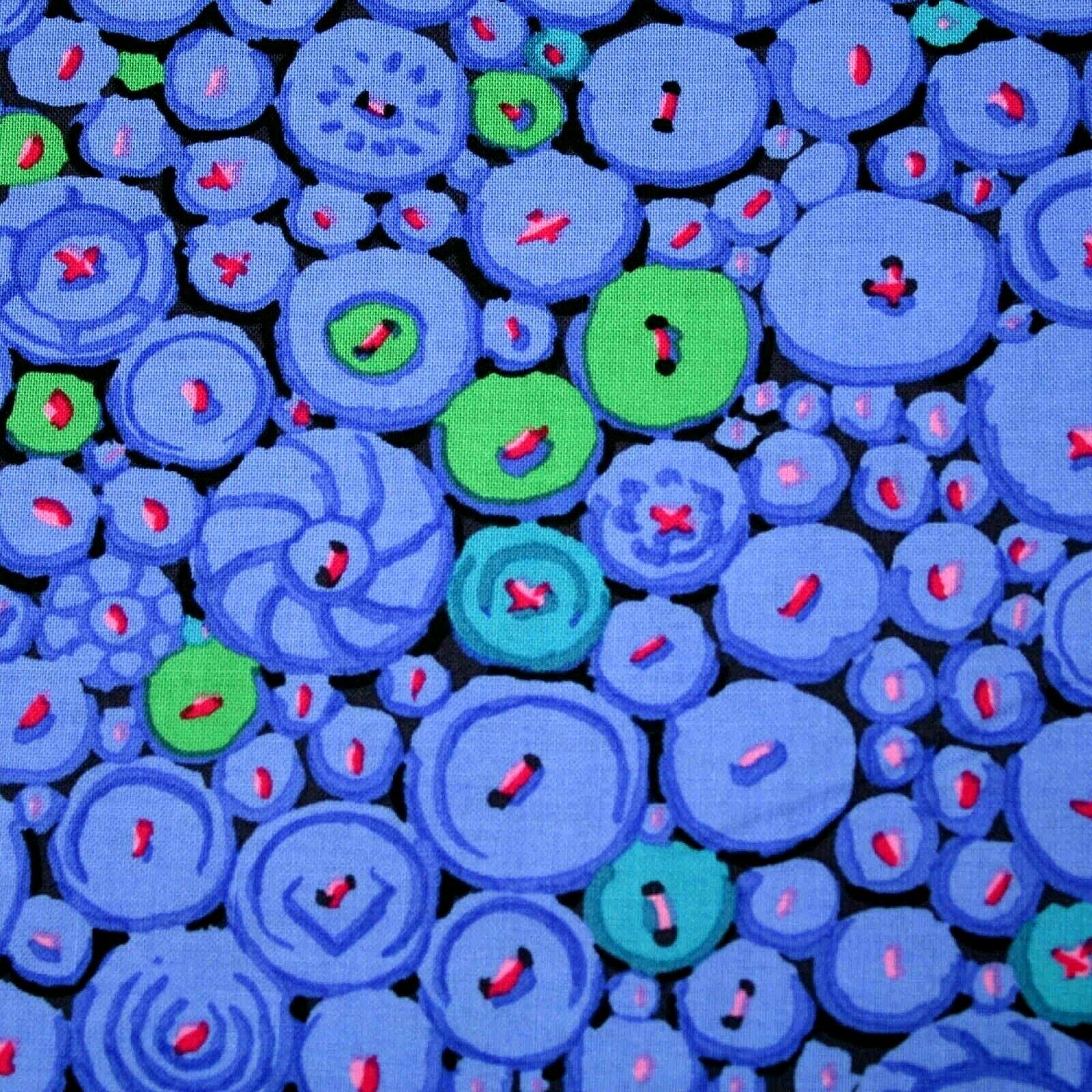 Kaffe Fassett Blue Collective 2021 Button Mosaic Cotton Quilting Fabric Per Half Meter