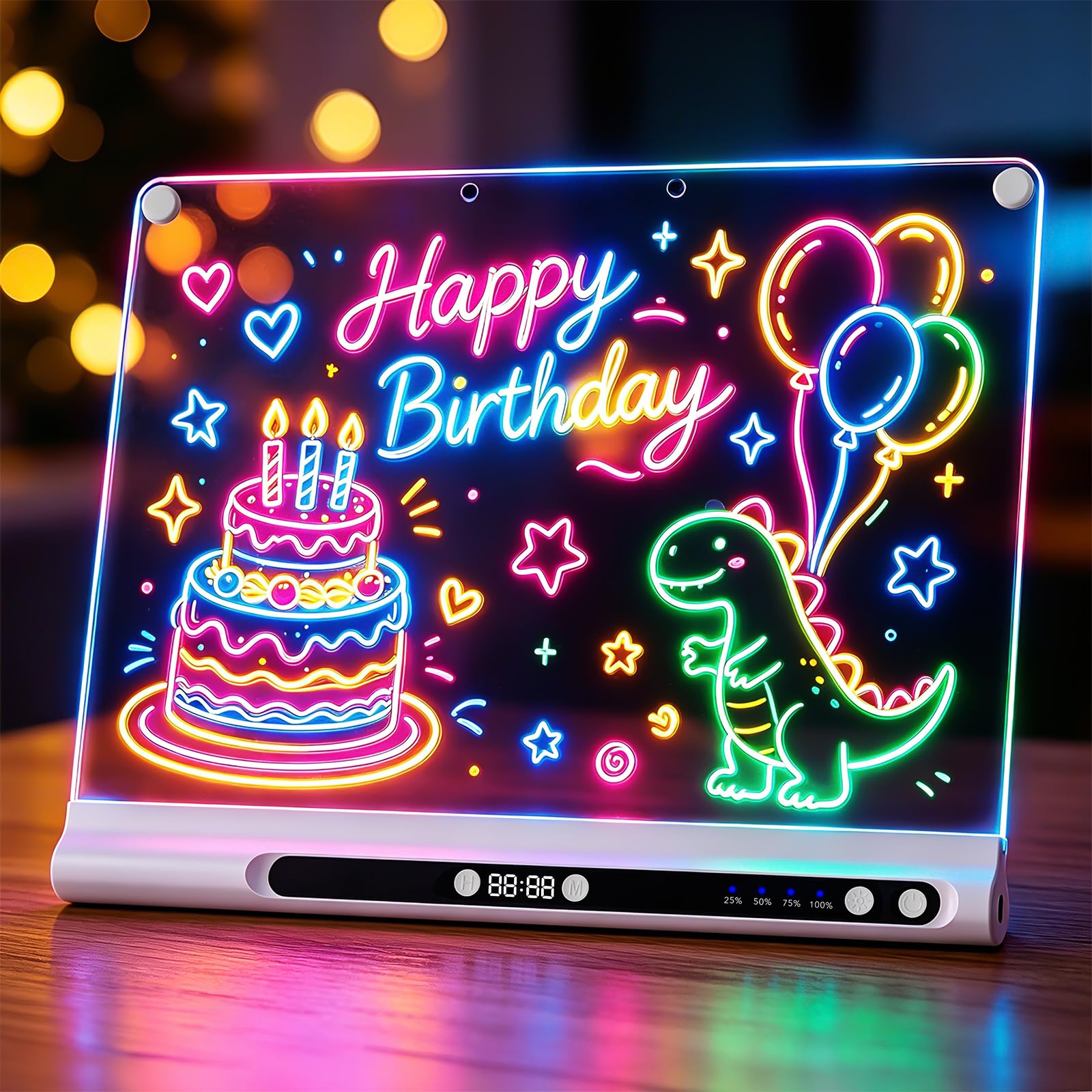 16" Rechargeable Led Drawing Board for Kids, 9-Color Neon Glow Drawing Tablet, Light Up Acrylic Dry Erase Board, Lumiboard Built-in Stand, Gift Toys for Kids/Girls/Grandkids, 8 Markers &amp; Tracing Book