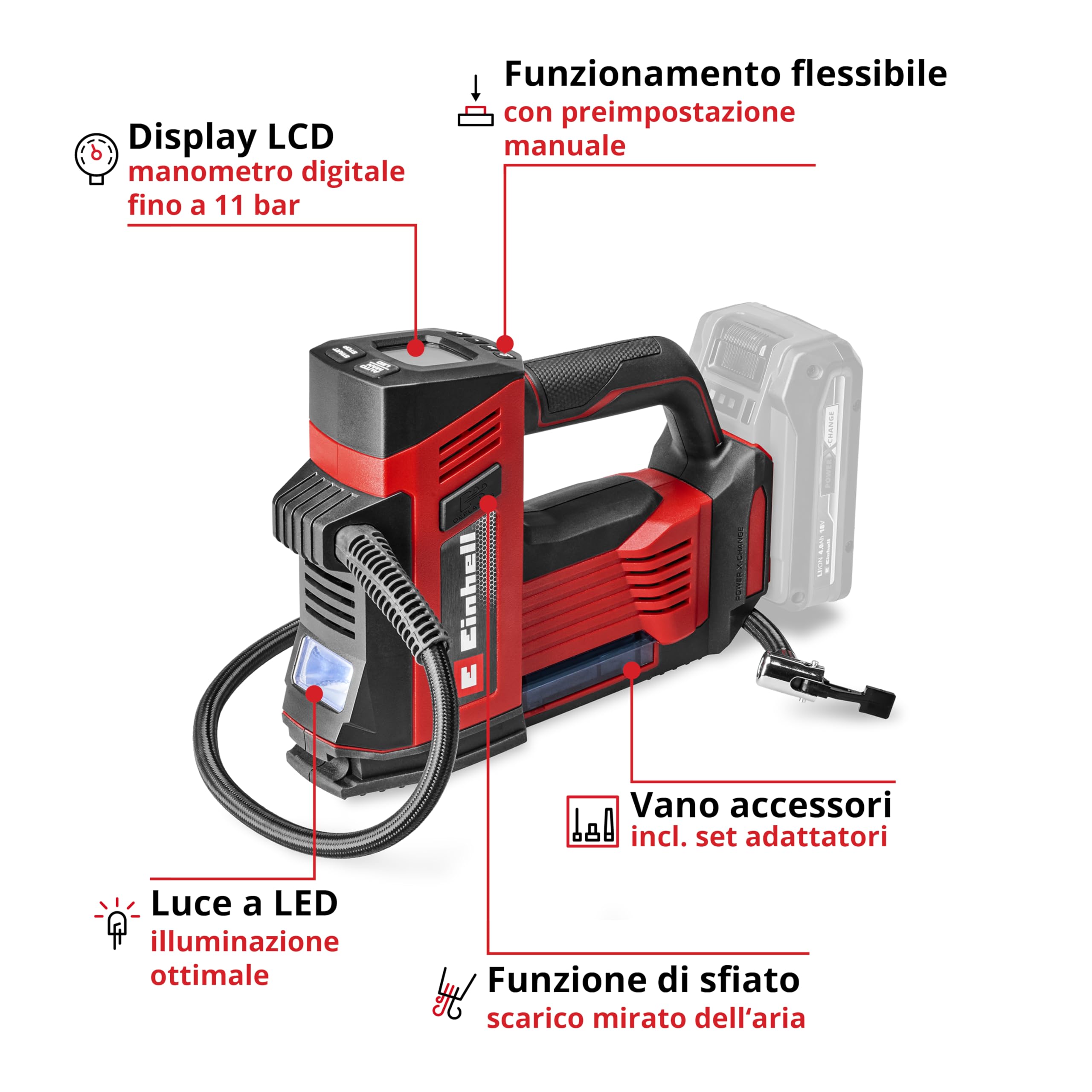 Einhell CE-CC 18/23 Li OF-Solo Power X-Change Compressore per auto a batteria 18 V 11 bar