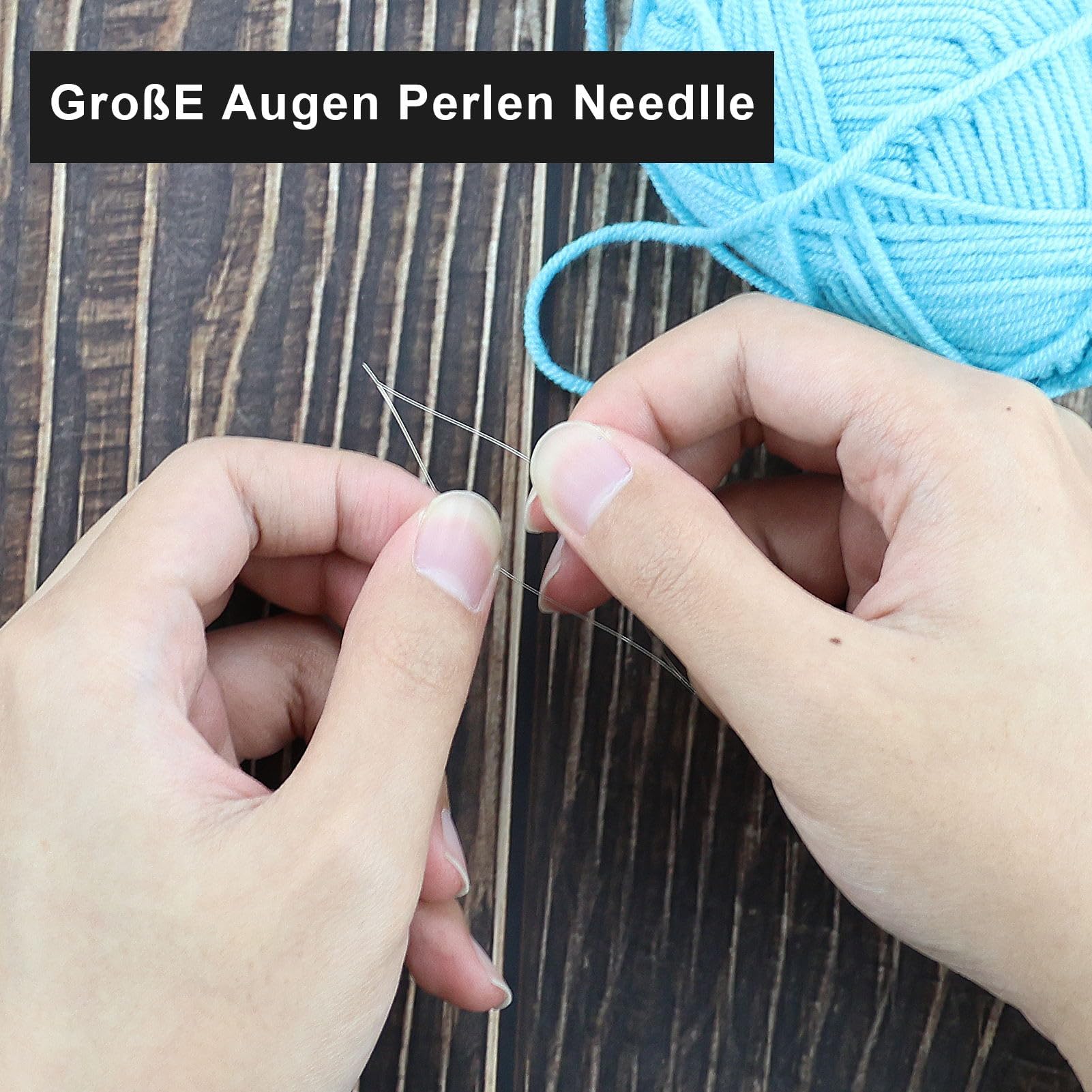 18 Stück Perlennadeln Set - 6 Größen Edelstahl Mit Großem Öhr