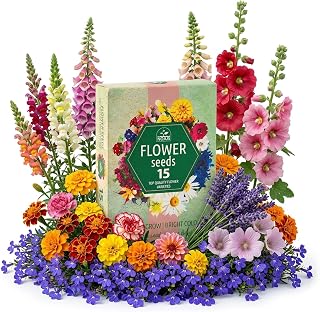 Nojus - Flower Seeds Set - 15 Pack - Organic Garden Flower Seeds - Colorful Plant Seeds - Wildflower Seeds - 15 Varieties Flowers - Perfect Flower Seed Gift