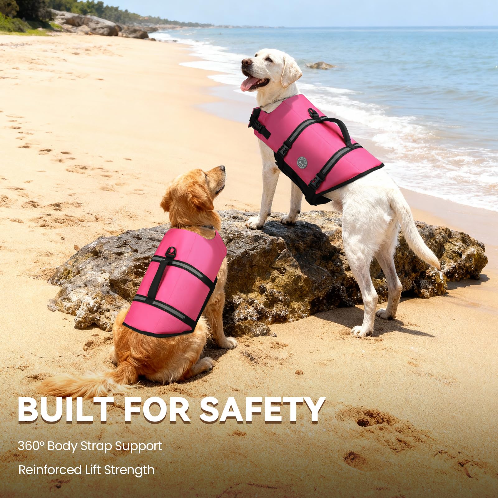 VIVAGLORY Rip Stop Dog Life Jacket, Buoyancy Aid with Handle, Buoyancy for Doggy, Dog Life Jacket for Swimming & Boating, XXS, Bright Orange — view 20