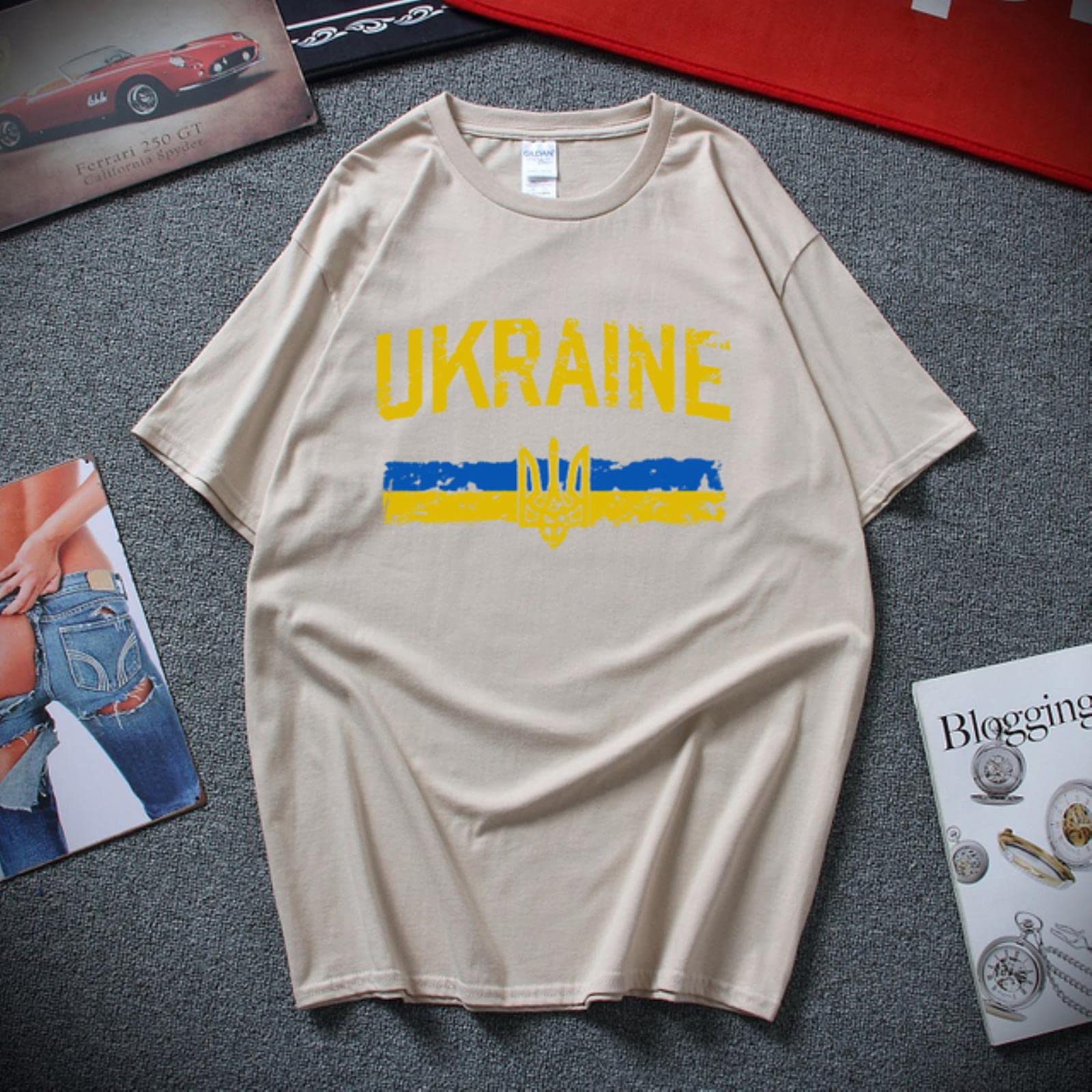 T-shirt Vintage Ukraine Pride - Drapeau Et Trident - 100% Coton - Taille M