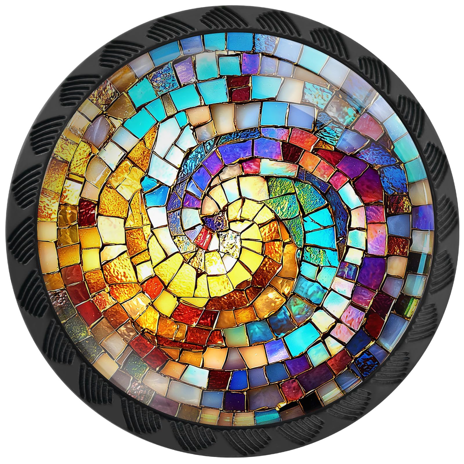 Lot de 12 boutons de placard en verre teinté en spirale pour